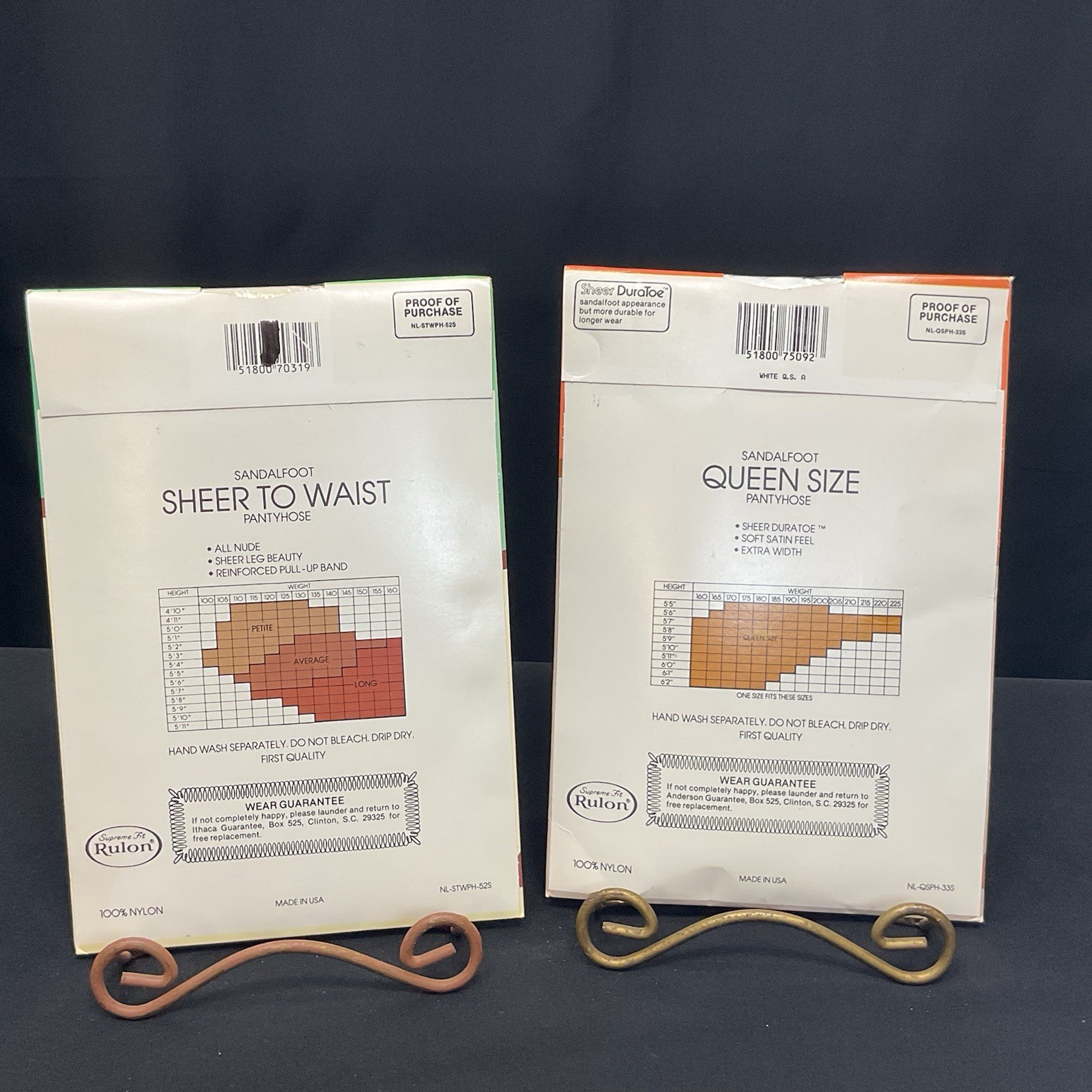 Vintage Pantyhose Norma Lee Full Figure Queen Size White & Ivory 2 Pair Lot New