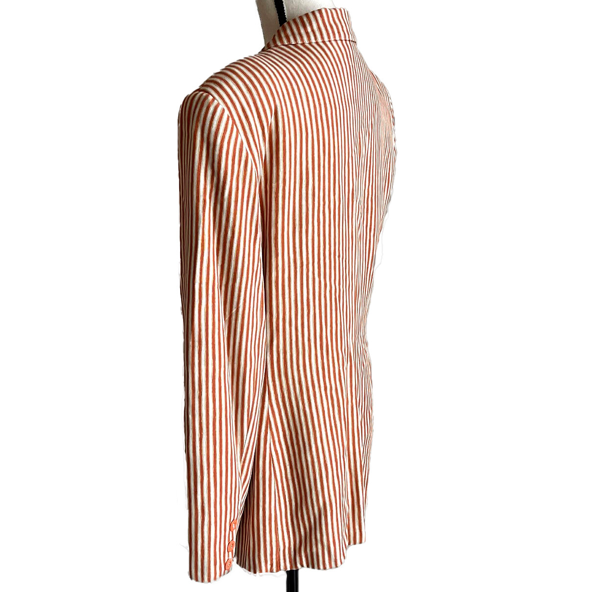 Vintage 80s 9Os CARLO MODA Oversize Boxy Blazer Orange White Stripe Lined Sz 10