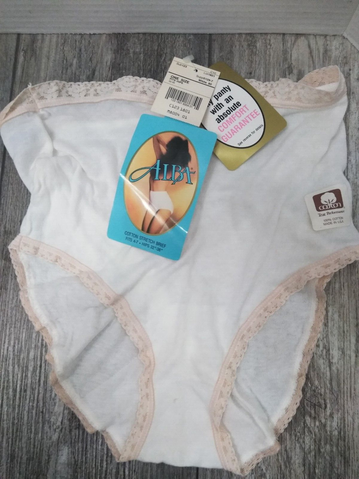 VTG ALBA WOMEN&rsquo;S UNDERWEAR Cotton Stretch BRIEF Waist 32-39 SIZE 4-7 WHITE (NEW)