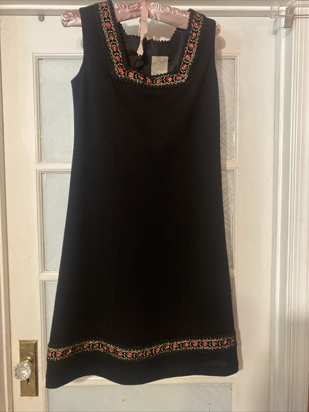 Vintage Kuhnen Germany Wool Dress Jumper Med?embroidered Trim