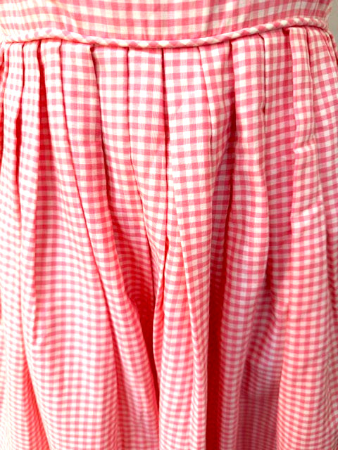 60s VTG Brigitte Bardot Style Handmade Pink Gingham Handmade Cotton Summer Dress