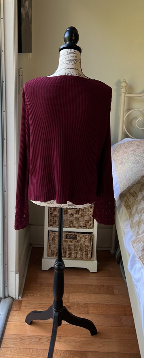 Vintage United States Sweaters made in USA maroon tie cardigan women size M