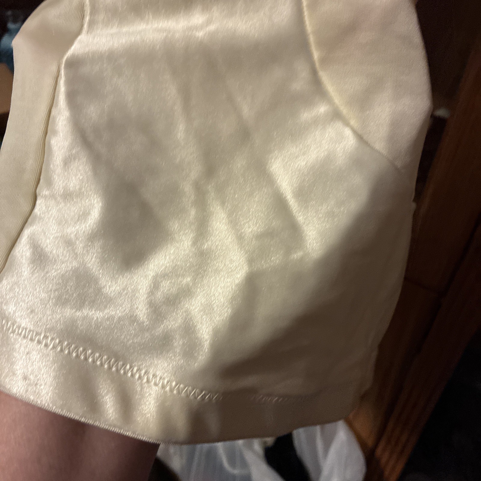 38DD Vintage Crownette Stretch Satin Open Bottom One Pc Bra Girdle Slip Shaper