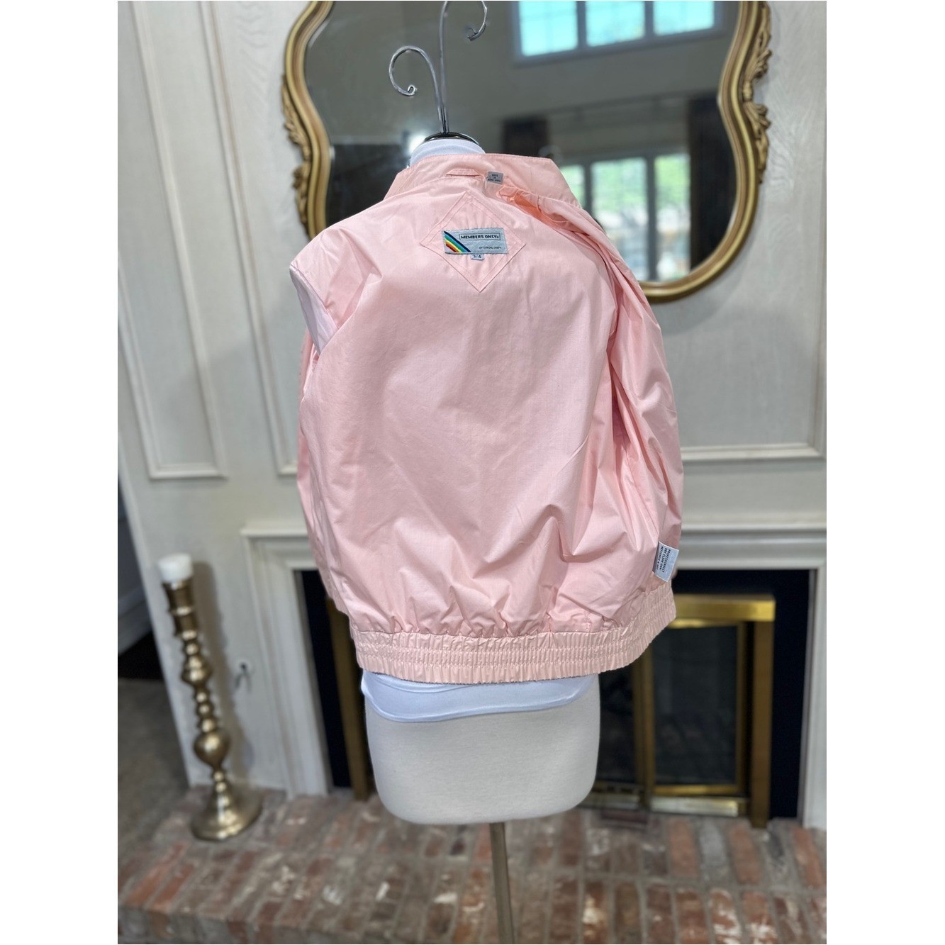 Members Only Vintage Jacket size 3/4 Pale Pink 80s Racer Core Aesthetic