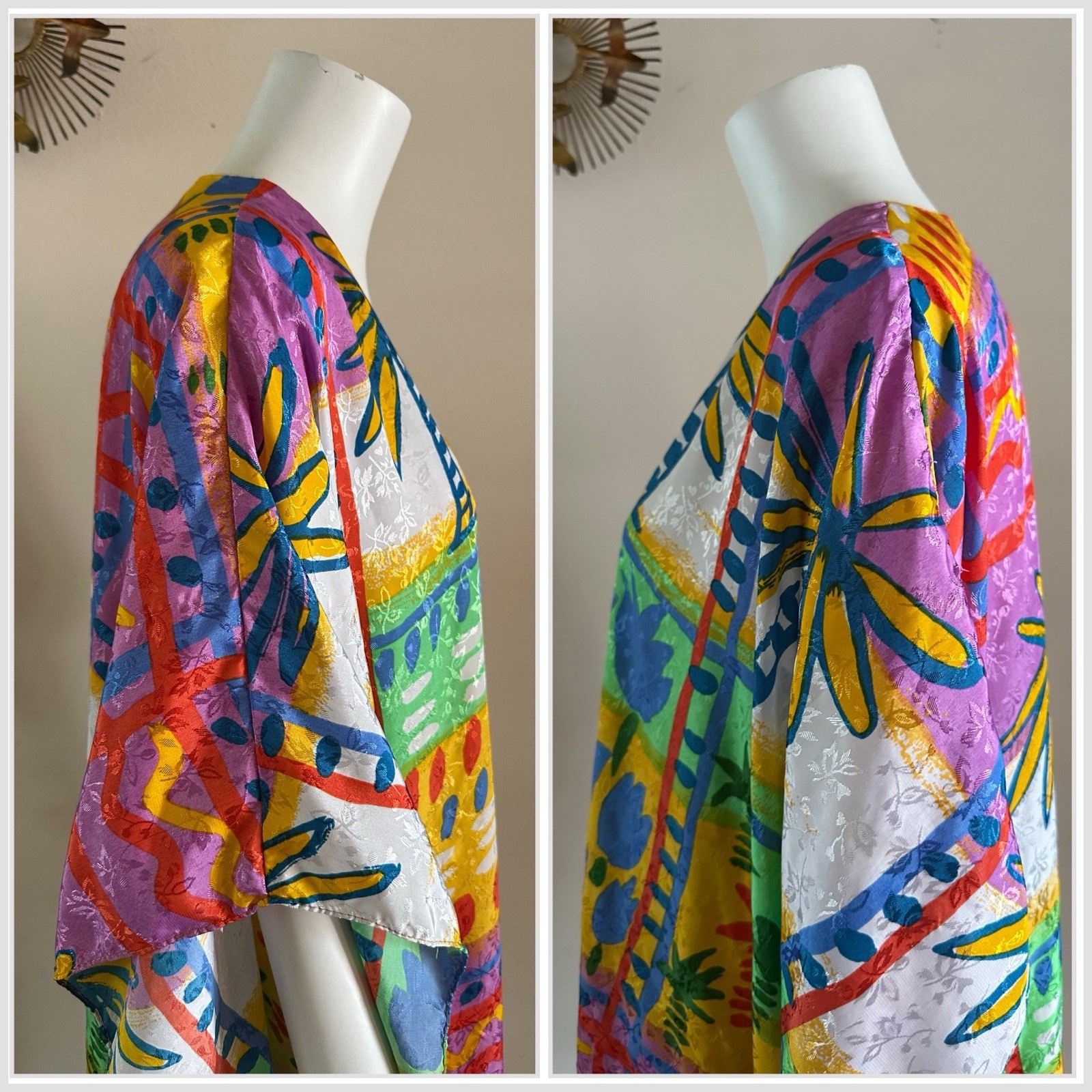 1990s Details Tropical Brocade Loungewear Dress Caftan Mumu Maxi Resort 80s VTG