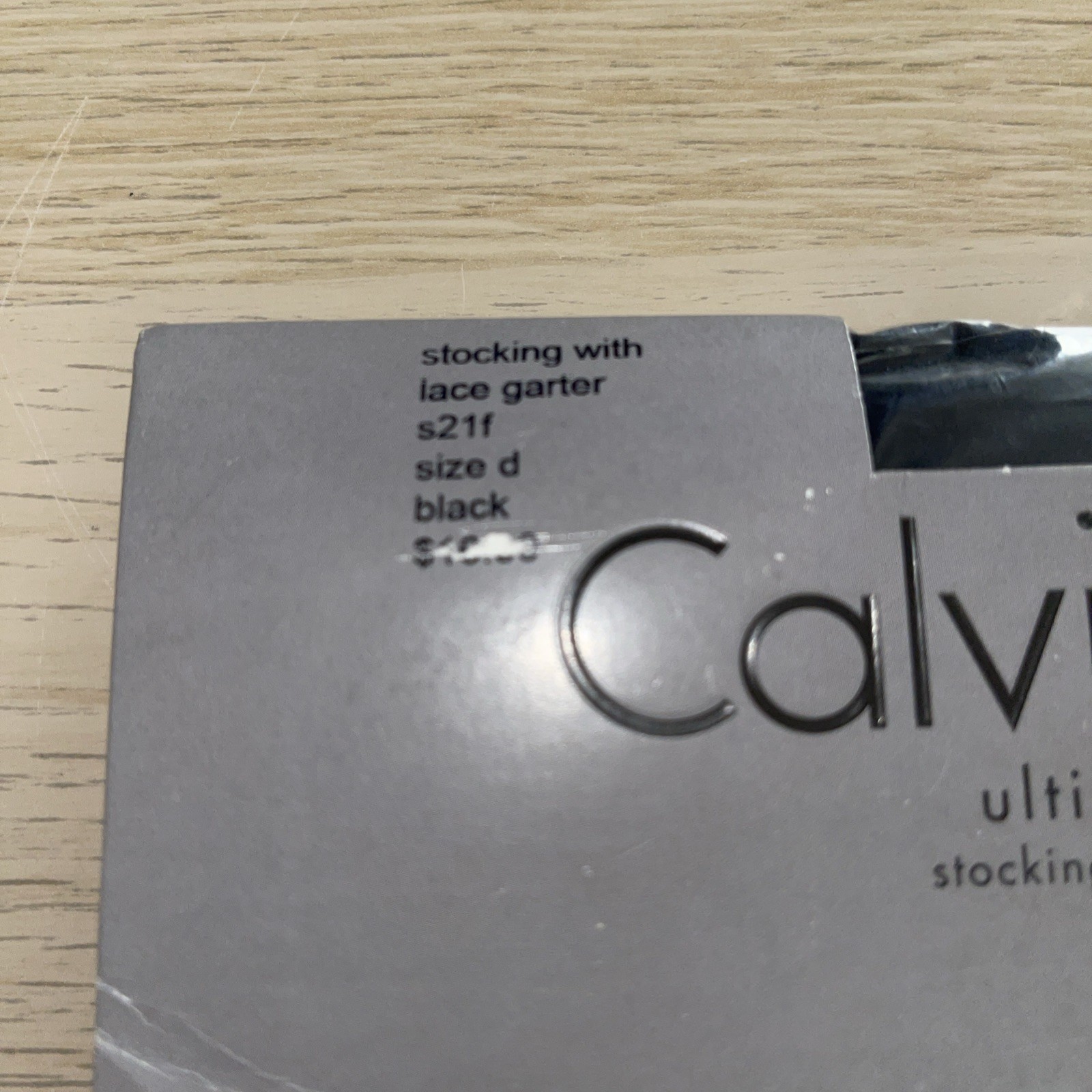 Calvin Klein Ultimate Sexy Stocking W/Lace Garter Size D Black s21f