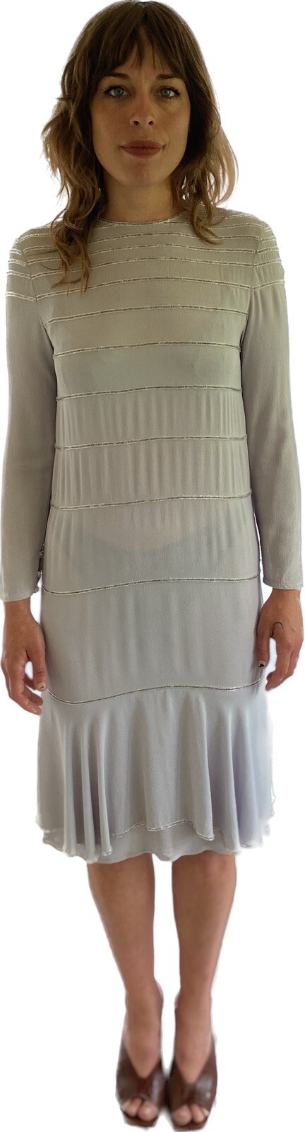 Chloe Vintage 1980 Documented Beaded Silk Whimsigoth Fairy Core Dress