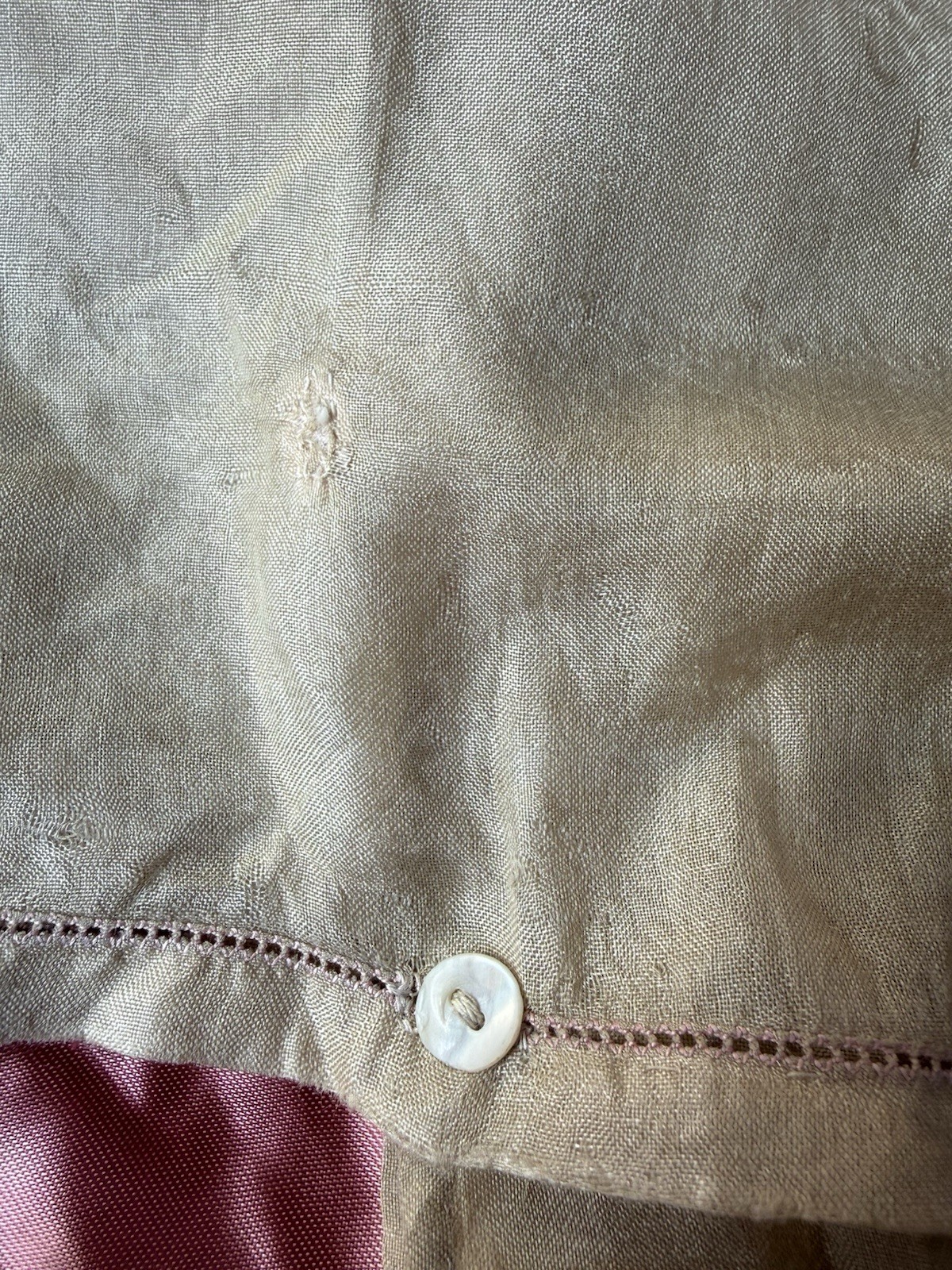 Antique 1920’s Pongee Slip Step-in Butterfly Embroidery Chemise Écru Silk Set