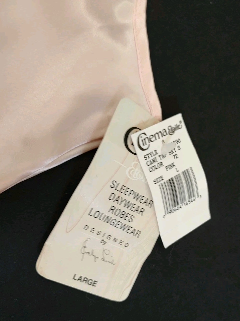 Vintage Cinema Etoile Cami Satin Camisole Top Liquid Shine Blush Pink NOS Sz L