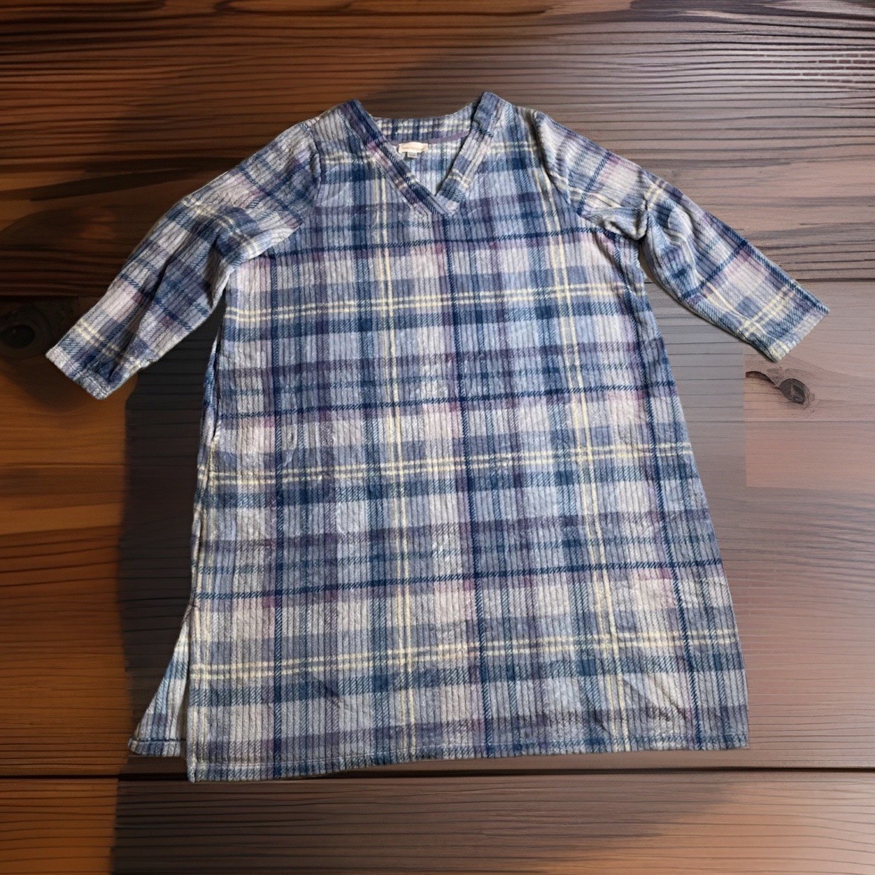 STAN HERMAN Size LARGE Bath Robe Housecoat Lounger Plaid Poly Sz3XL
