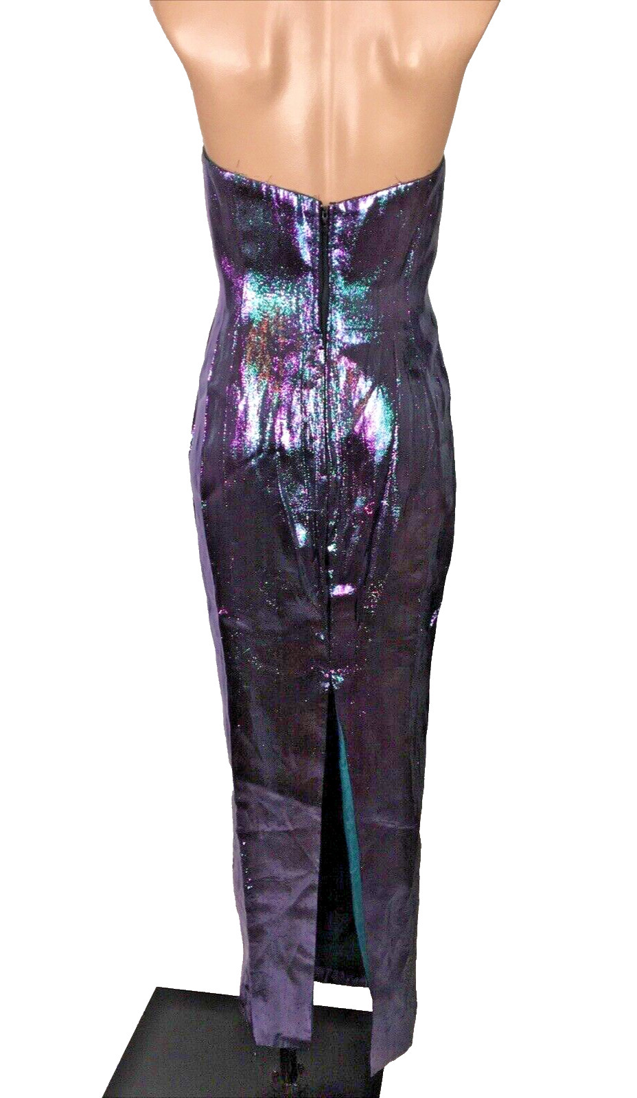 Vintage 80s Liquid Multicolor Lame Foil Cocktail Prom Party Dress S/M Sequin