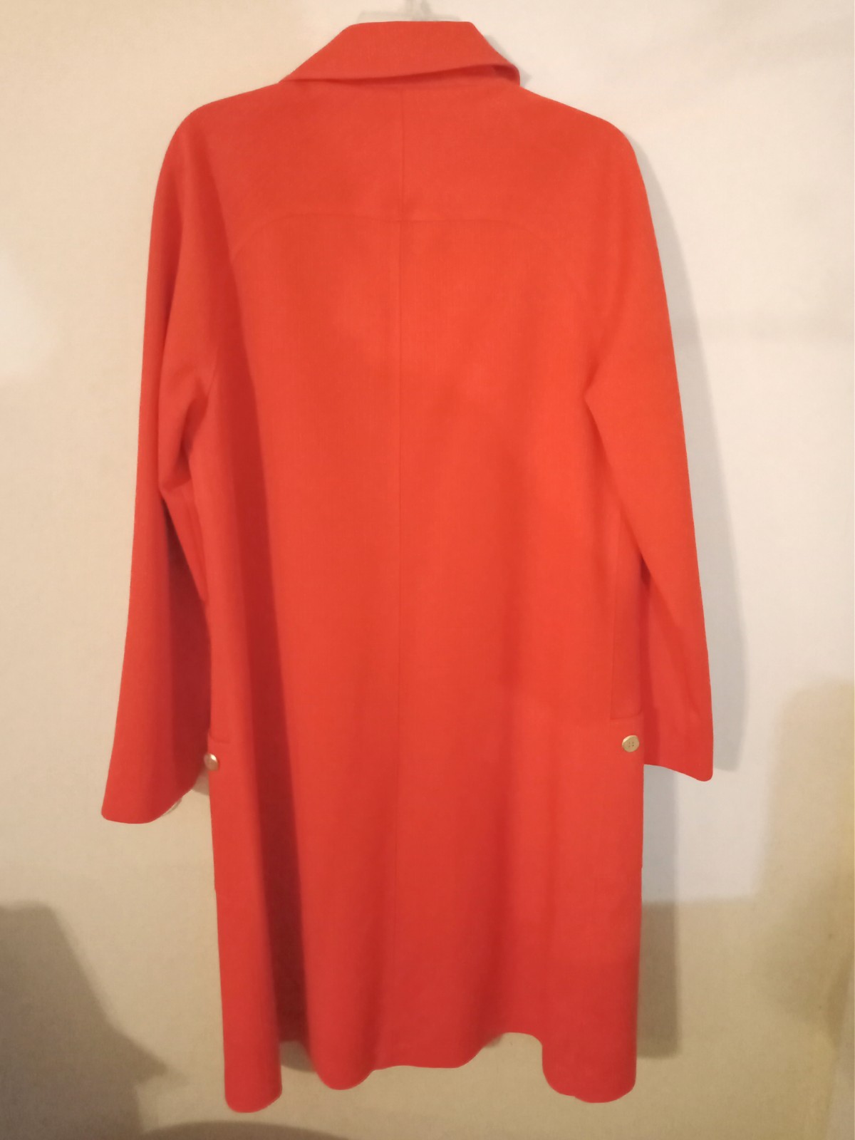 Vintage Mod Misty Harbor Persimmon Orange Coat 16 Tall Brass Buttons