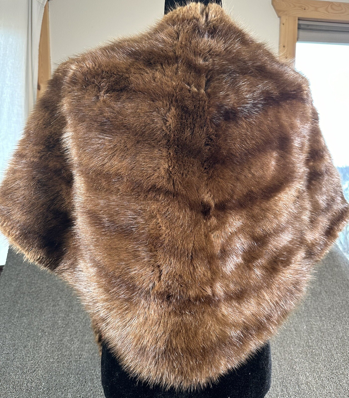 Woldenbergs Of Madison WI Fine Mink Fur Stole Wrap Shawl Sz Med/Lg Handmade VTG