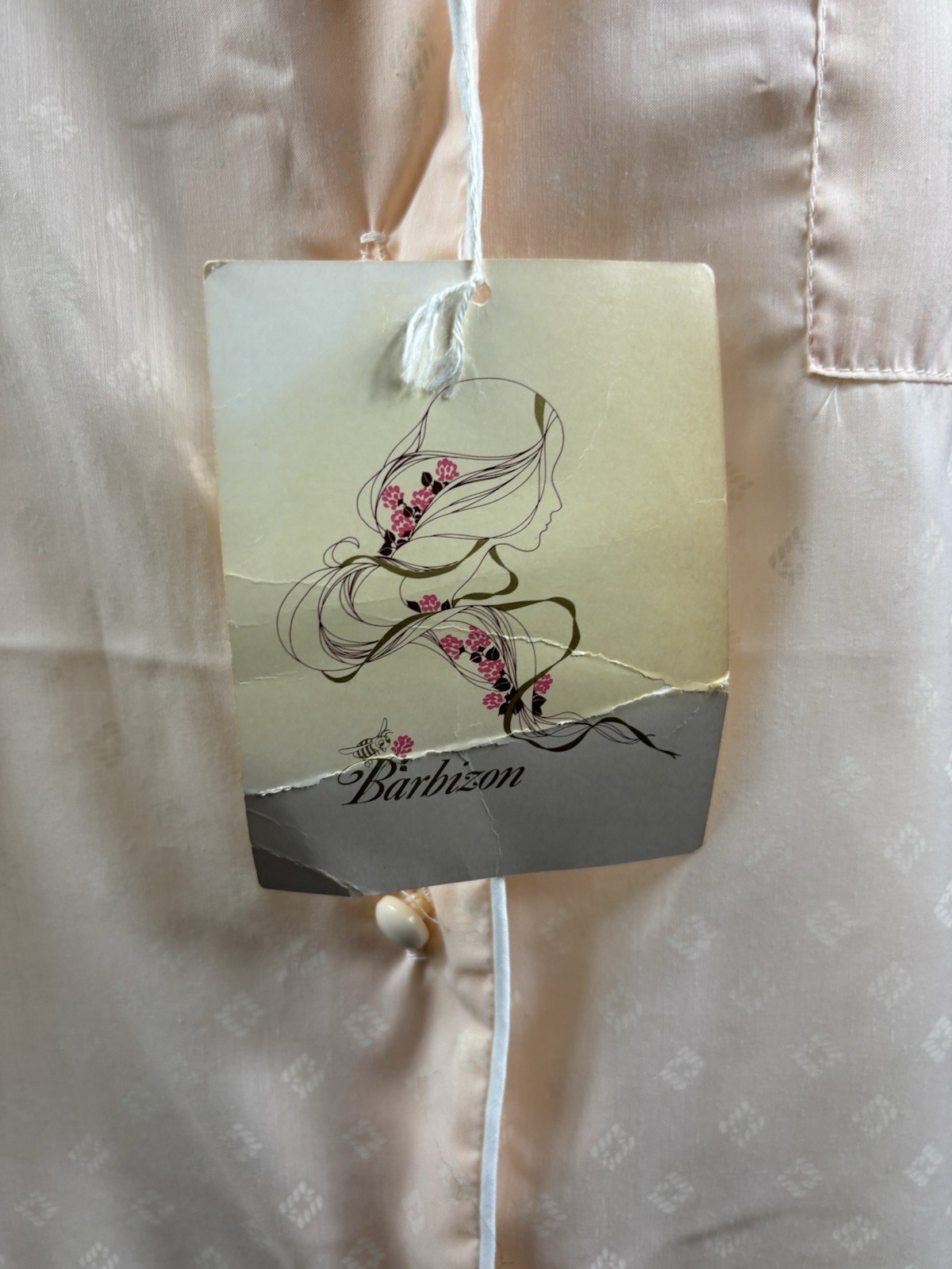 NWT Vintage Barbizon Batiste Lightweight Pajama Shirt Peach Made in USA Sz 42