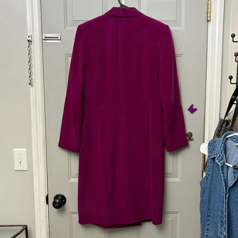Dana Buchman Vintage 80’s 100% silk structured Jacket Dress Fushia 6