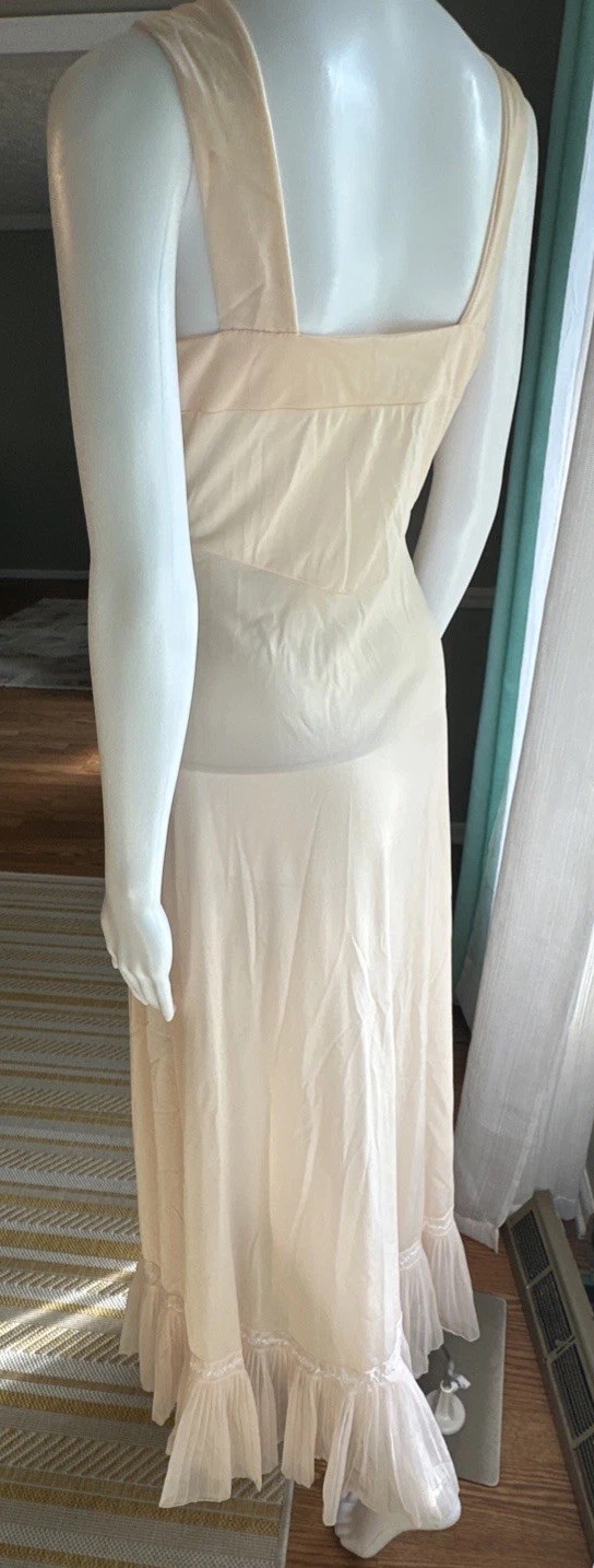 Van Raatle Lingerie Transparent Long Gown Small Vintage Blush Pink Timeless