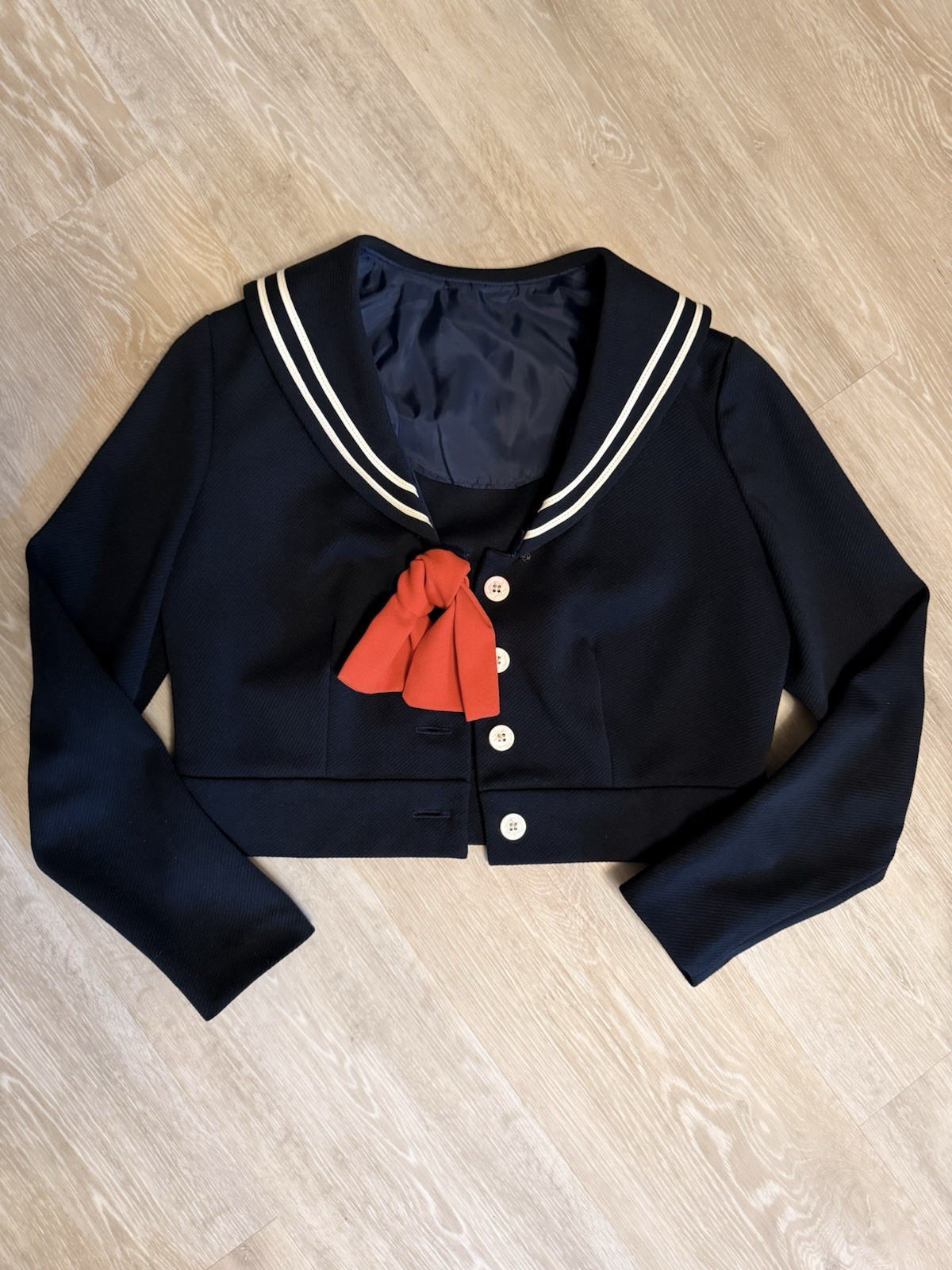 vintage navy polyester sailor suit-dress and jacket- by Caron of Chicago Size 10