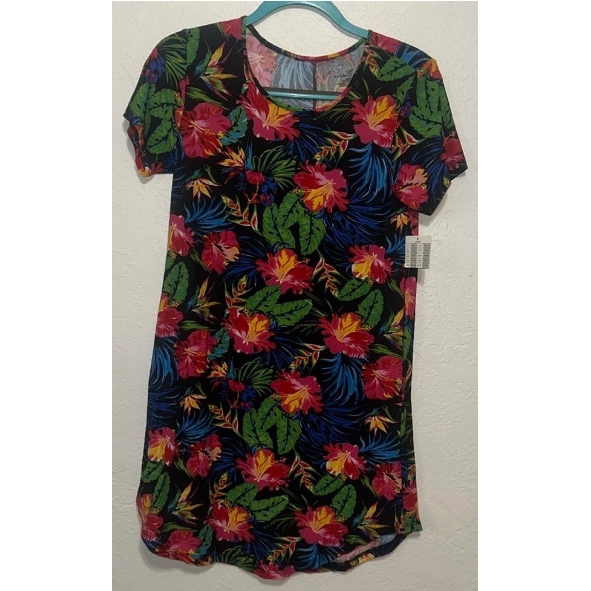 Bobbie Brooks short sleeve Lounge dress Sleepshirt Gown Tropical Floral S 4/6