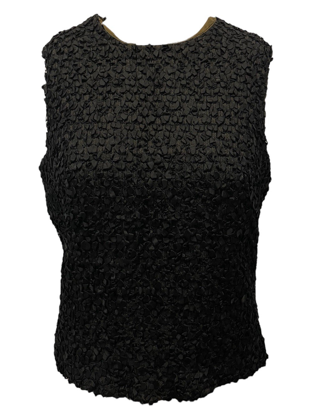 Vintage 1940s Black Textured Sleeveless Back Zip Blouse Women’s Size M