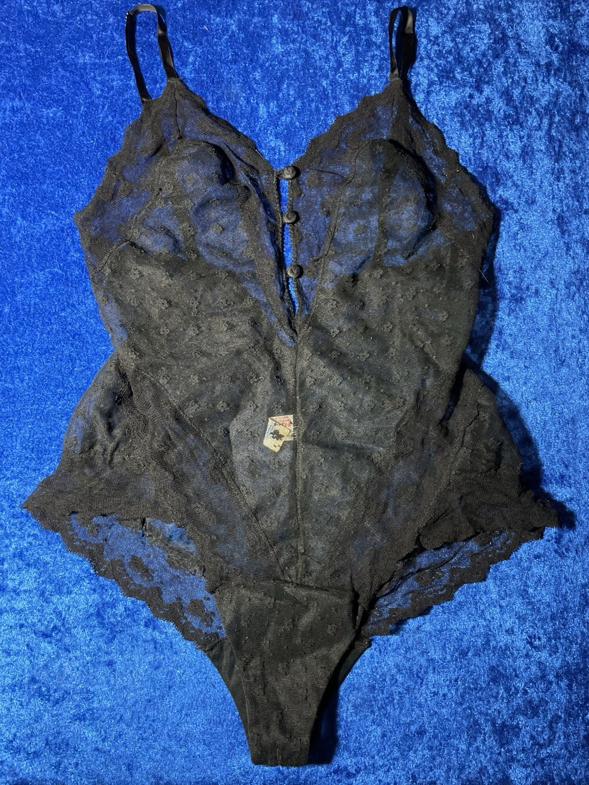 Vintage Pandora Lingerie By Chic Sheer Black Lace Teddy Bodysuit Size Medium