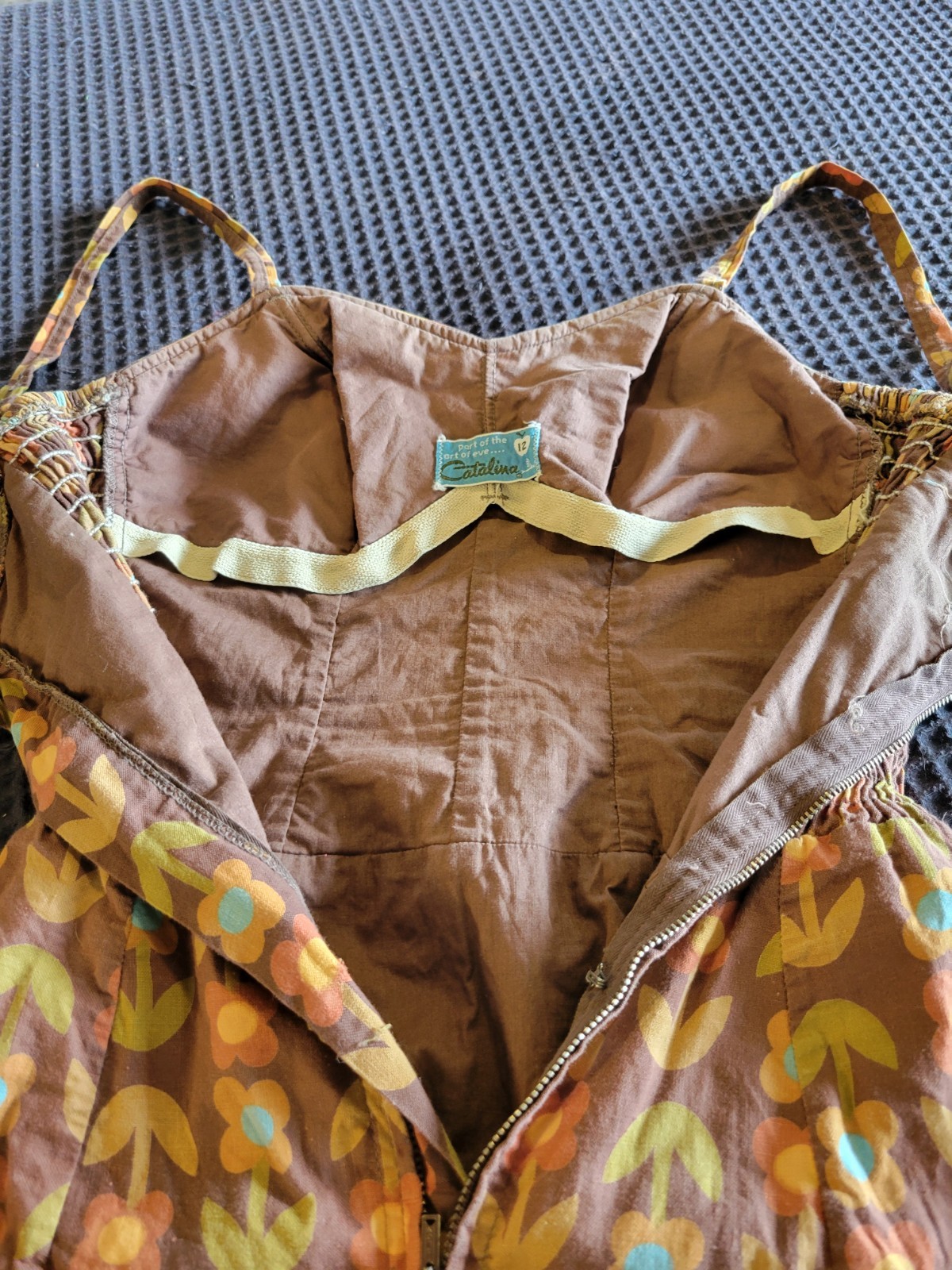 ANTIQUE CATALINA 1950’S 1960S COTTON SWIMSUIT PLAYSUIT FLOWERED FUN XS RARE