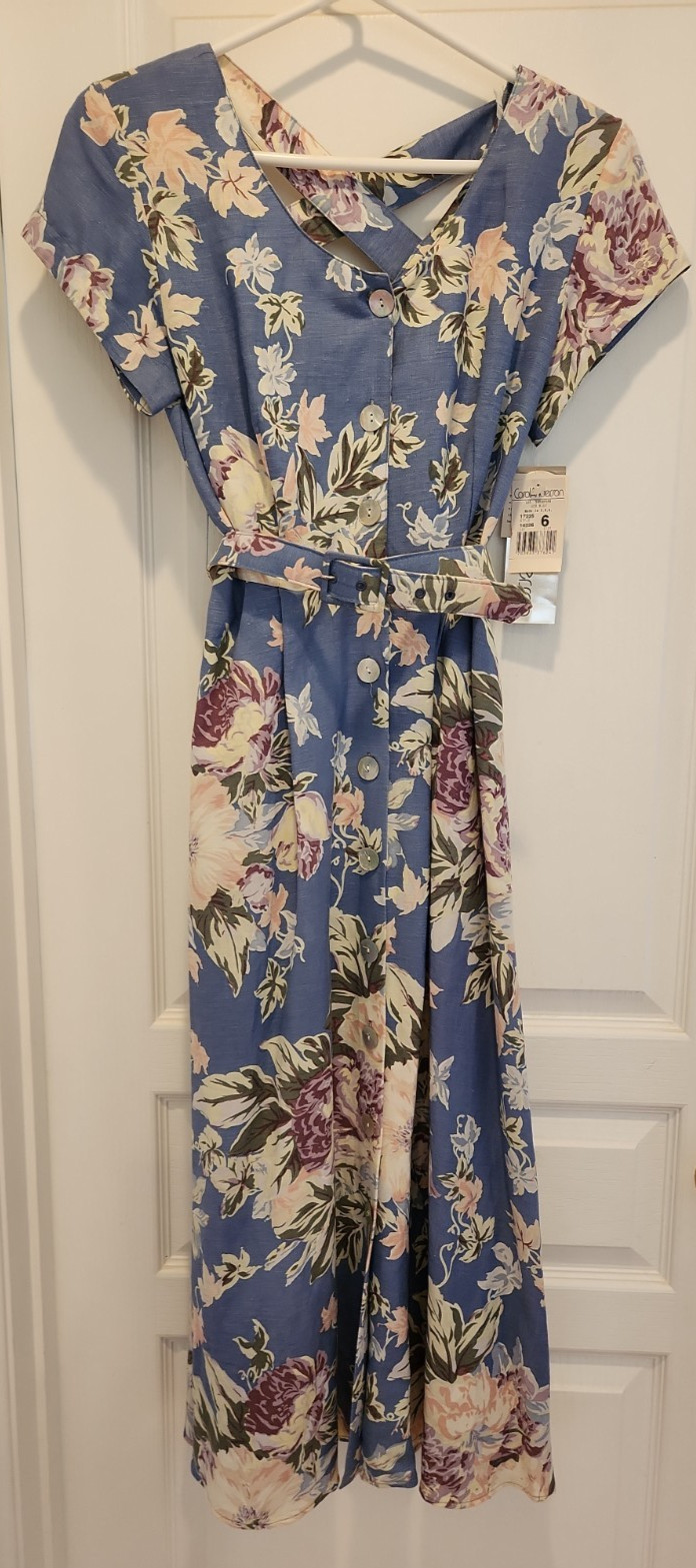 VTG NWT Womens P6 Sundress Tea Dress 80&rsquo;s Blue Floral Cottagecore Unworn USA