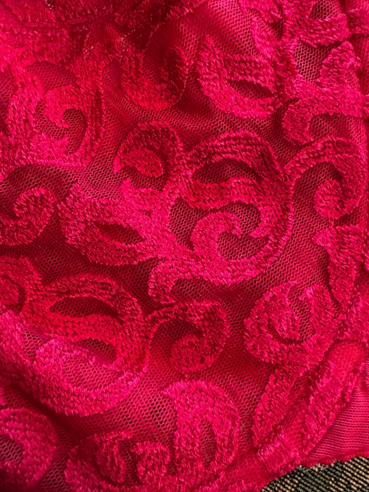 VINTAGE WACOAL 85199 ~ RED ARABESQUE SEMI SHEER FULL FIGURE UNDERWIRE BRA 36DDD