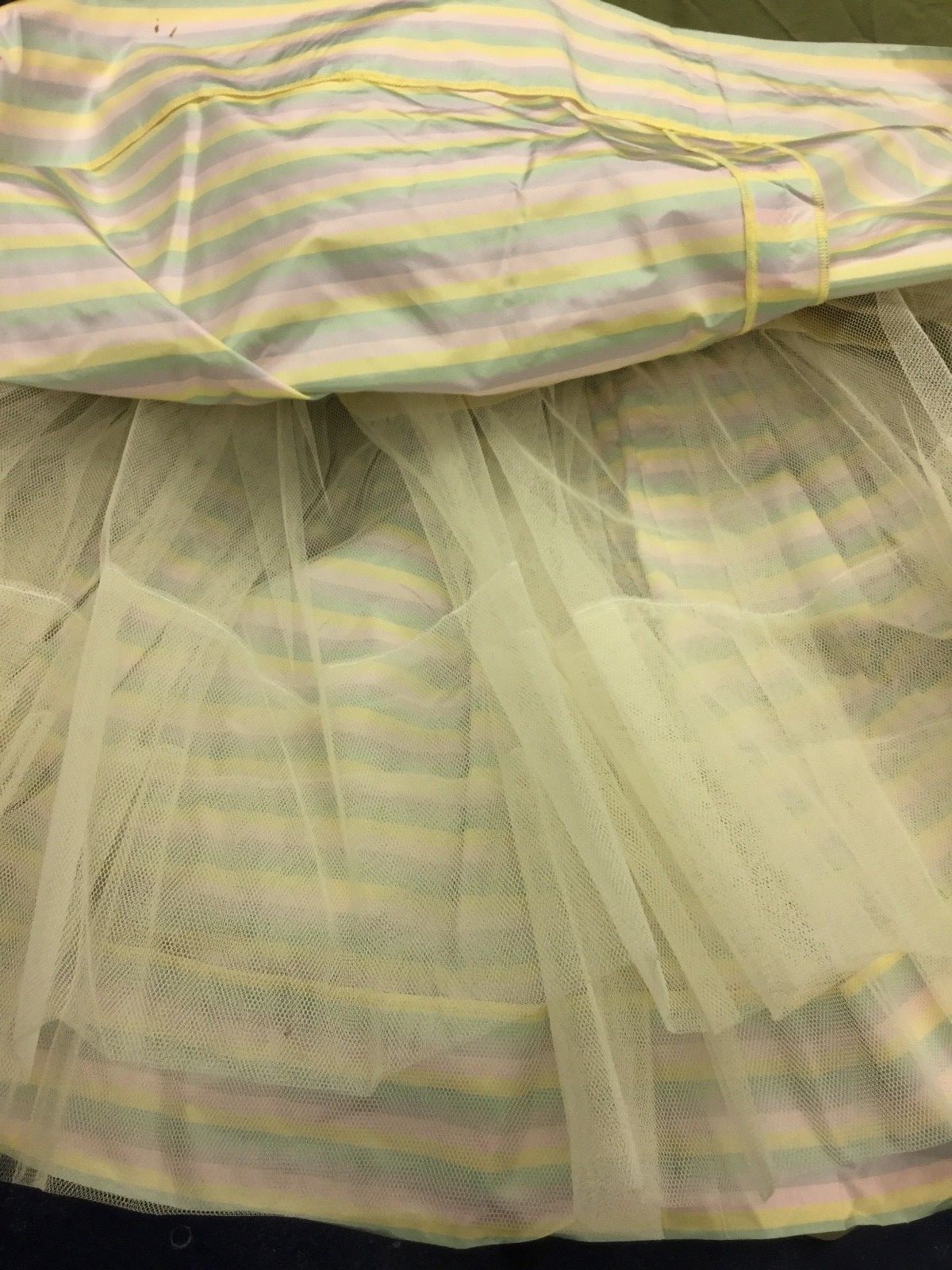 Silk Taffeta Striped Short Evening Dress with Shawl Designer No Label S