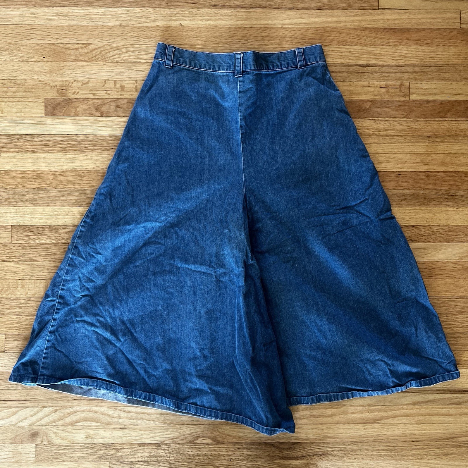 Vintage Denim Culottes Flare Wide Leg Capri Shorts Frontier Classics 32” Sz 14