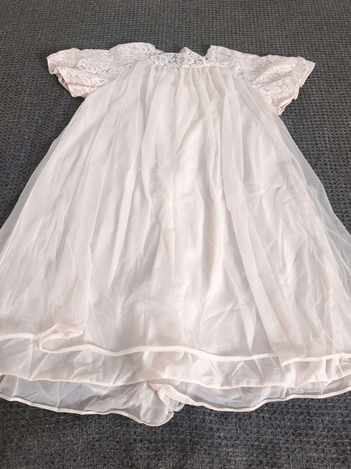 VINTAGE FORMFIT ROGERS PINK CHIFFON & LACE Babydoll ROBE Medium