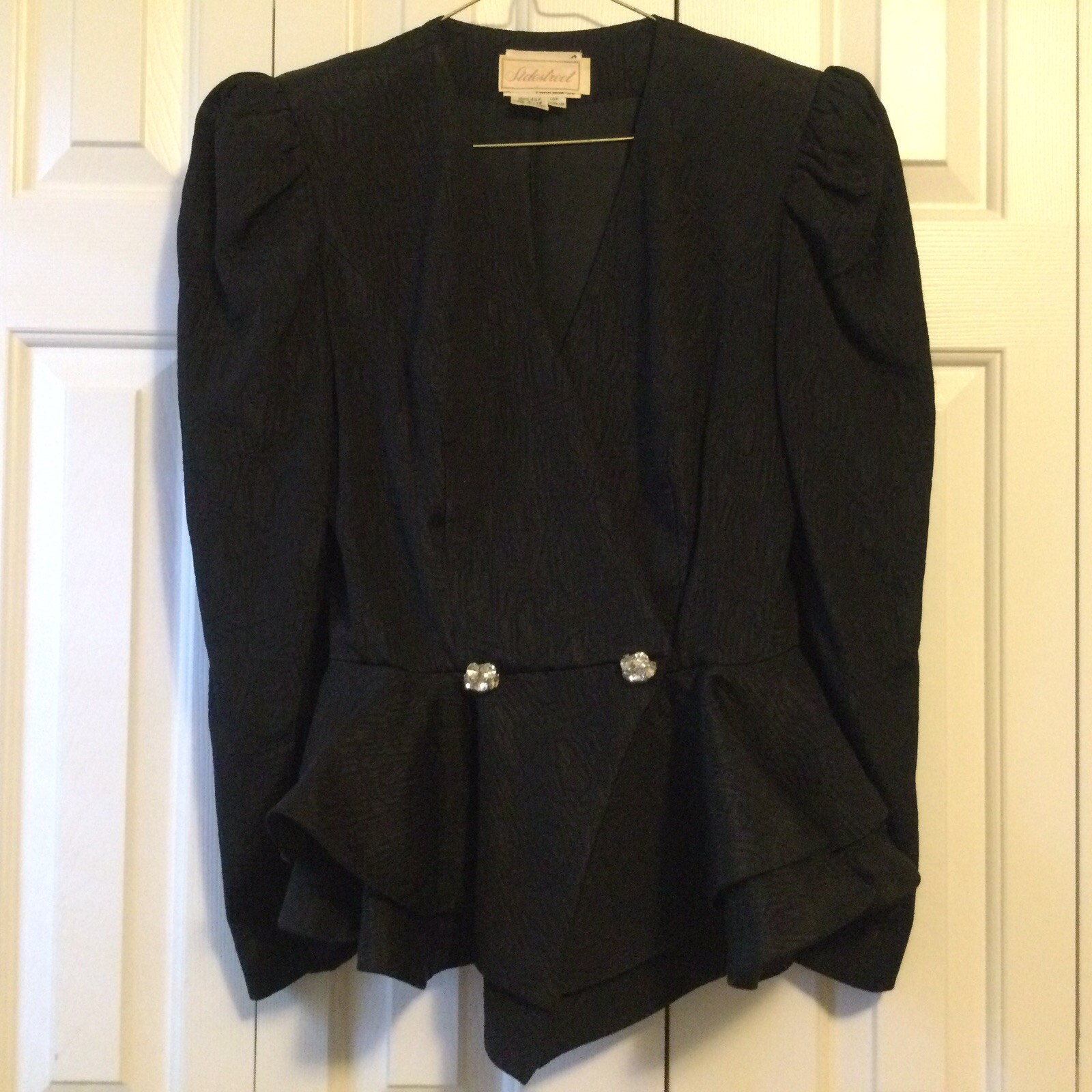 Vintage 80s Sidestreet Blazer Jacket Dynasty look 100% Silk Sz 10 Shoulder Pads