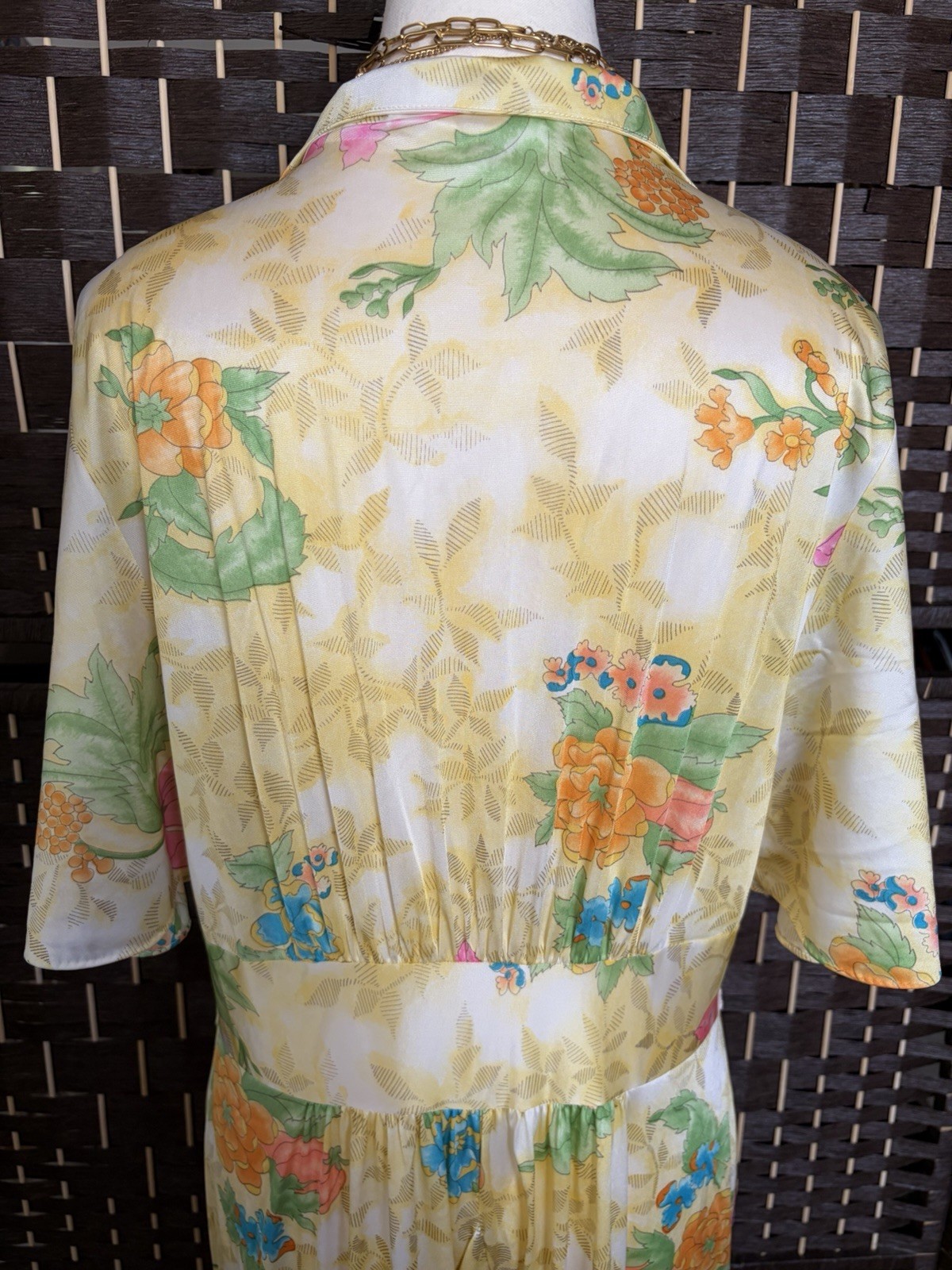 Vintage 70s Vanity Fair Jumpsuit Romper Women&rsquo;s L/XL Nylon Wide-Leg Yellow