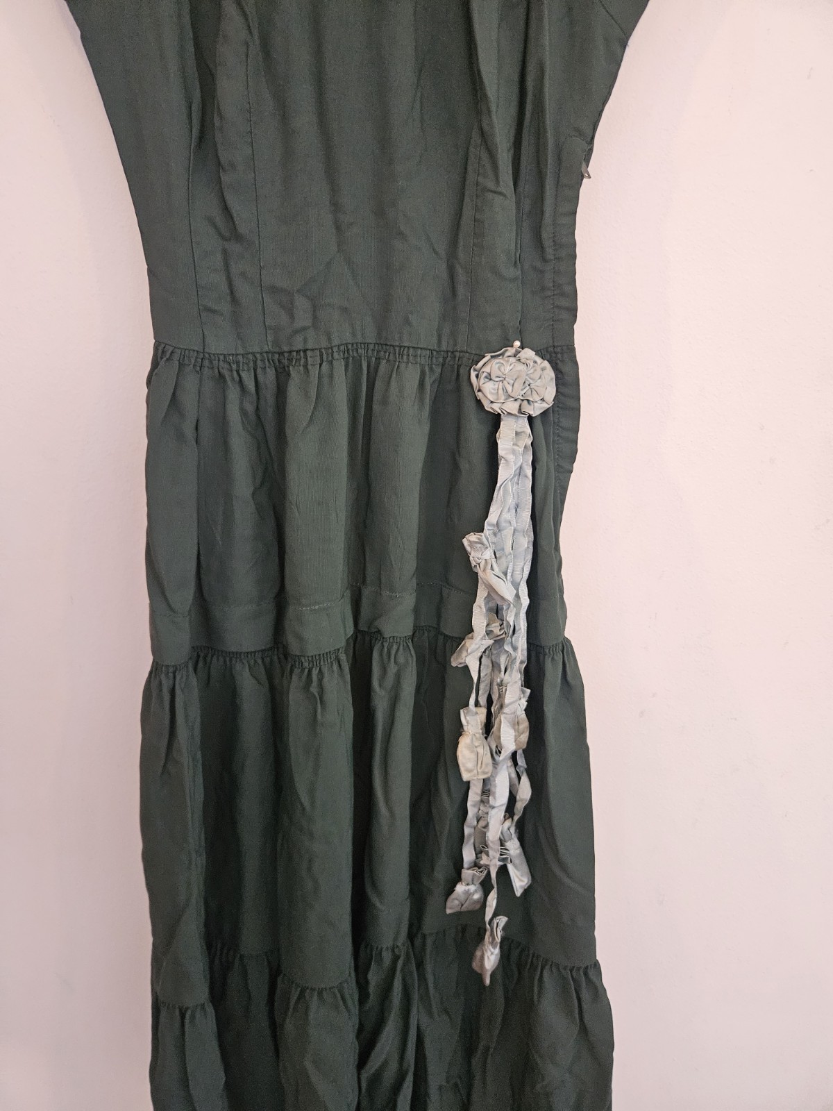 Vintage Authentic Victorian Edwardian Forest Green Dress Size XS-S
