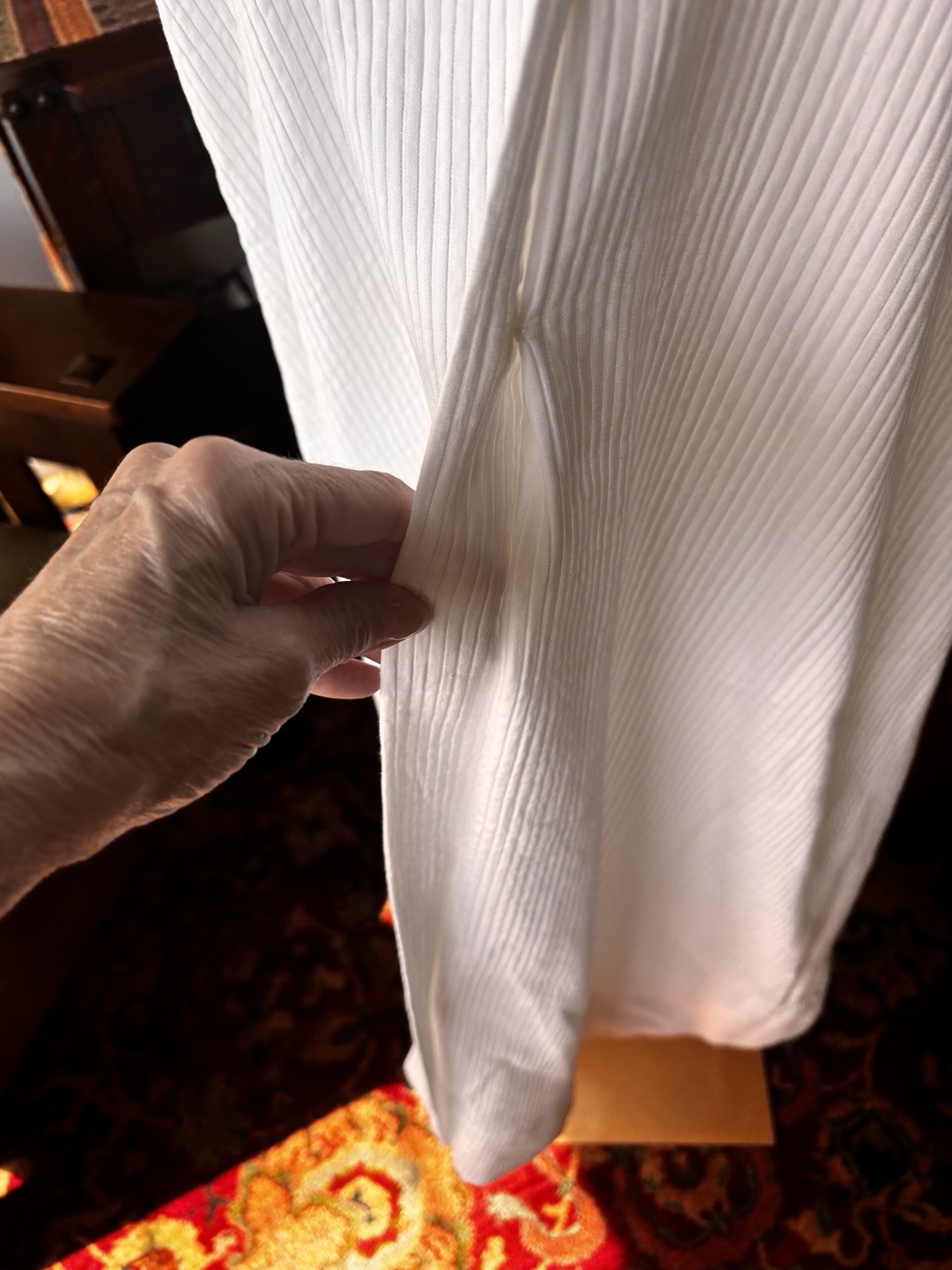 Antique Edwardian Early 1900s White Cotton Dressing Gown Robe Sz S Empire Waist