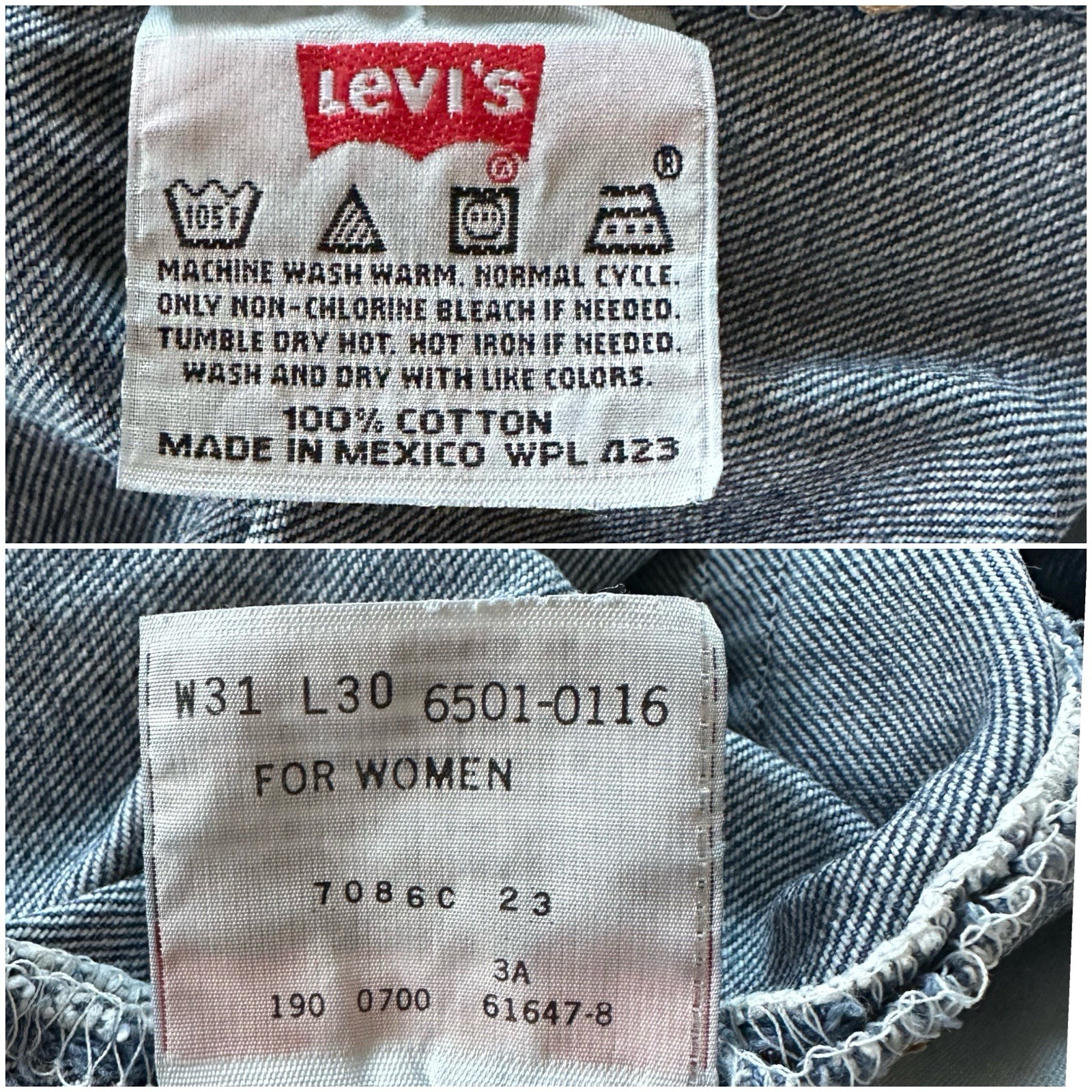Vintage Levi’s 6501-0116 Button Fly FOR WOMEN 30×29 (tagged 31×30) Excellent!