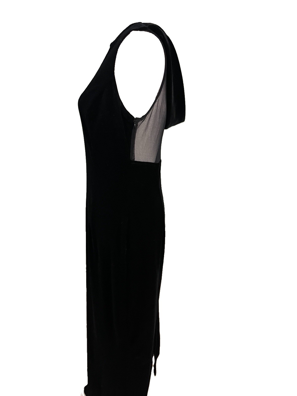 Vintage Scott McClintock Formal Dress Black Velvet Column Size 10 Illusion Back