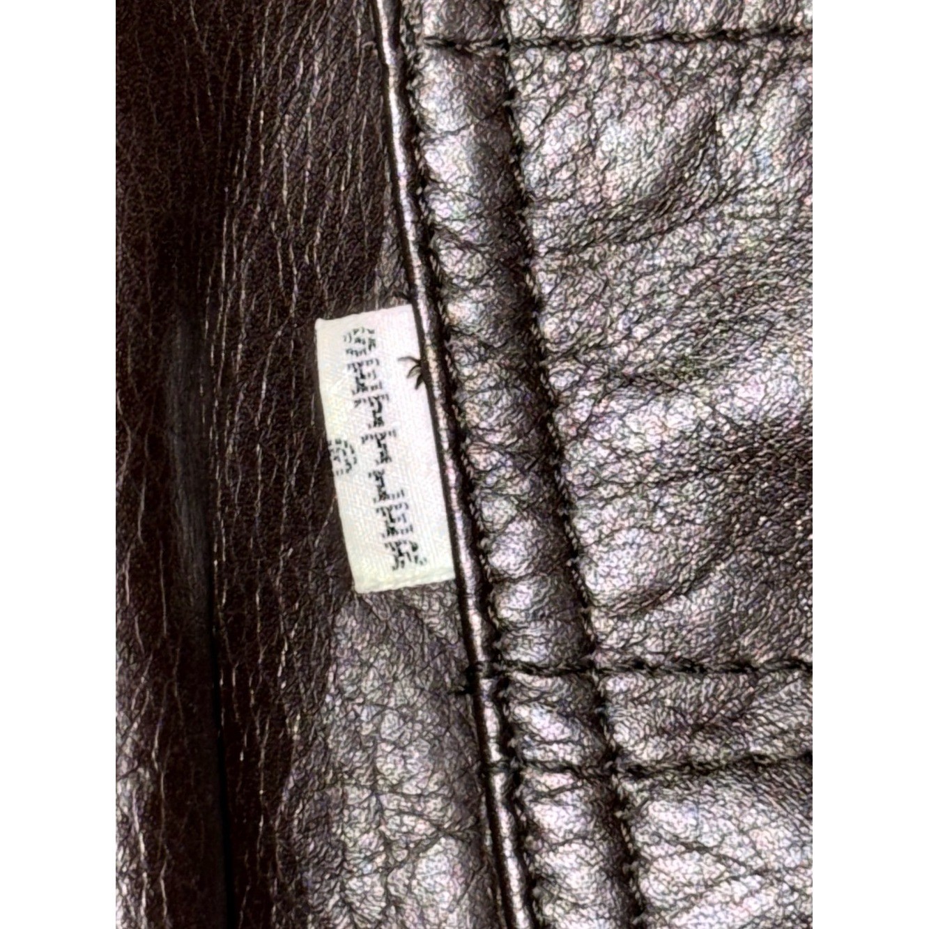🟤 SETTLER Dark Brown Genuine Leather Raw Hem Pants | Vintage Glam Y2K | 30×32