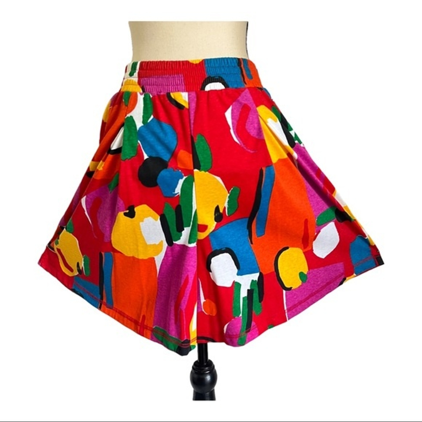 Vintage 70&rsquo;s Limited Edition Units Abstract High Waisted Wide Leg Shorts Size 1