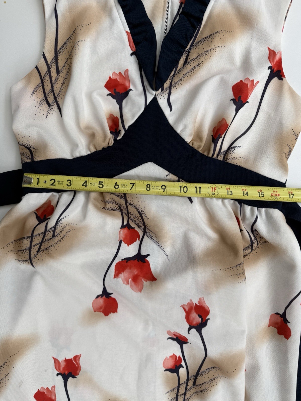 Vintage 60s 70s Empire Waist Floral Maxi Dress Rare Large Size