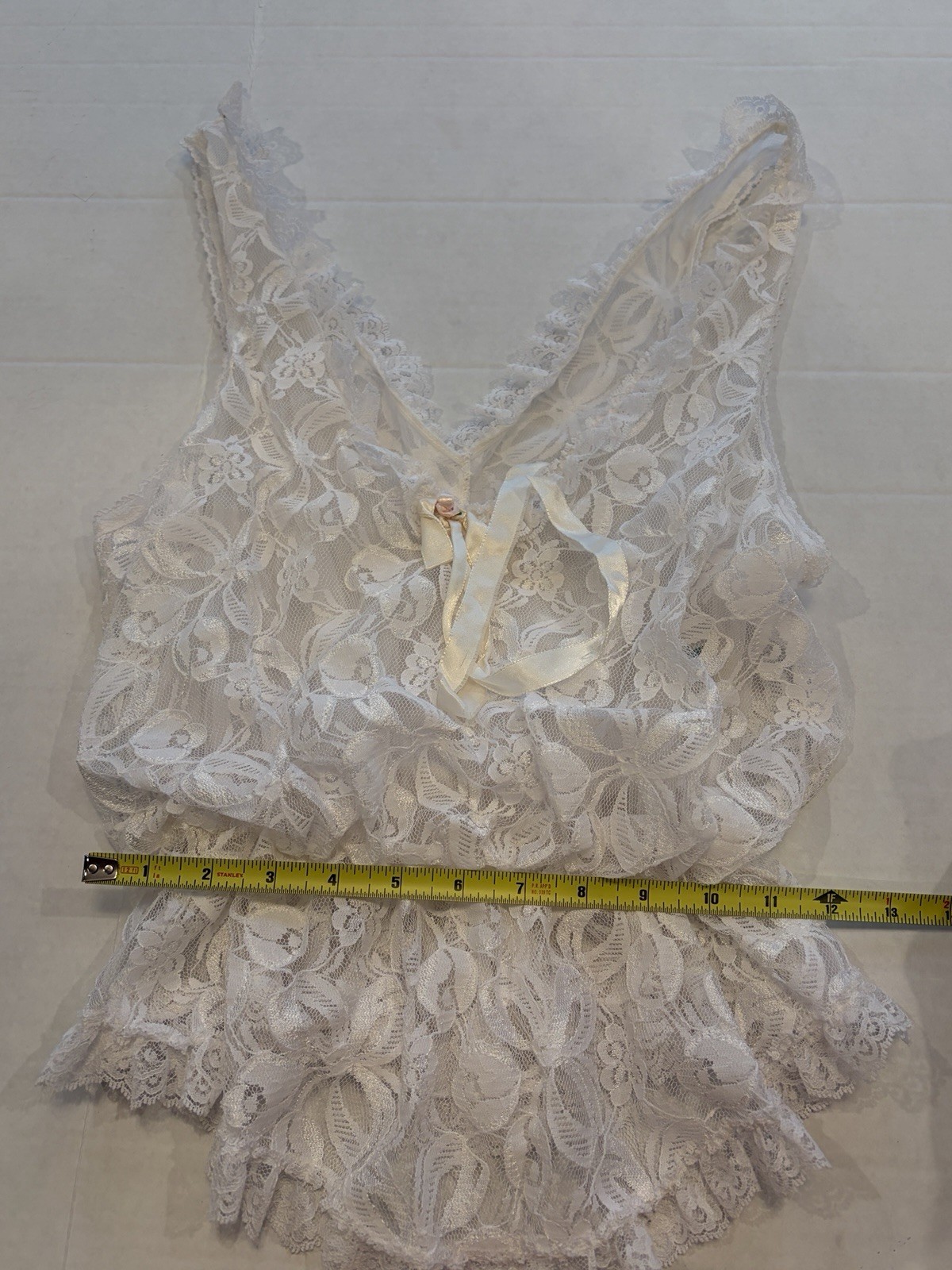 Vintage Tosca Lingerie Ivory Lace Camisole Coquette Cottagecore Bridal Sheer L
