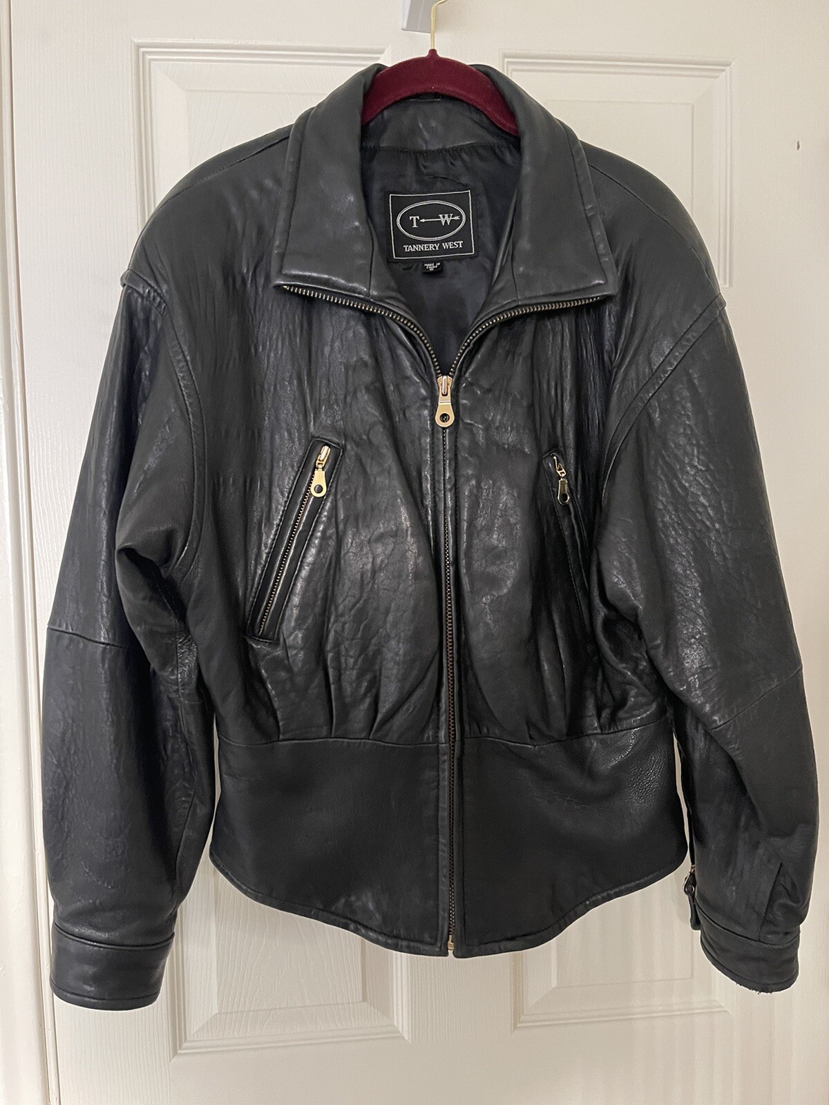 Vintage 1990&rsquo;s Tannery West Supple Black Leather Jacket!! Women&rsquo;s Size Small