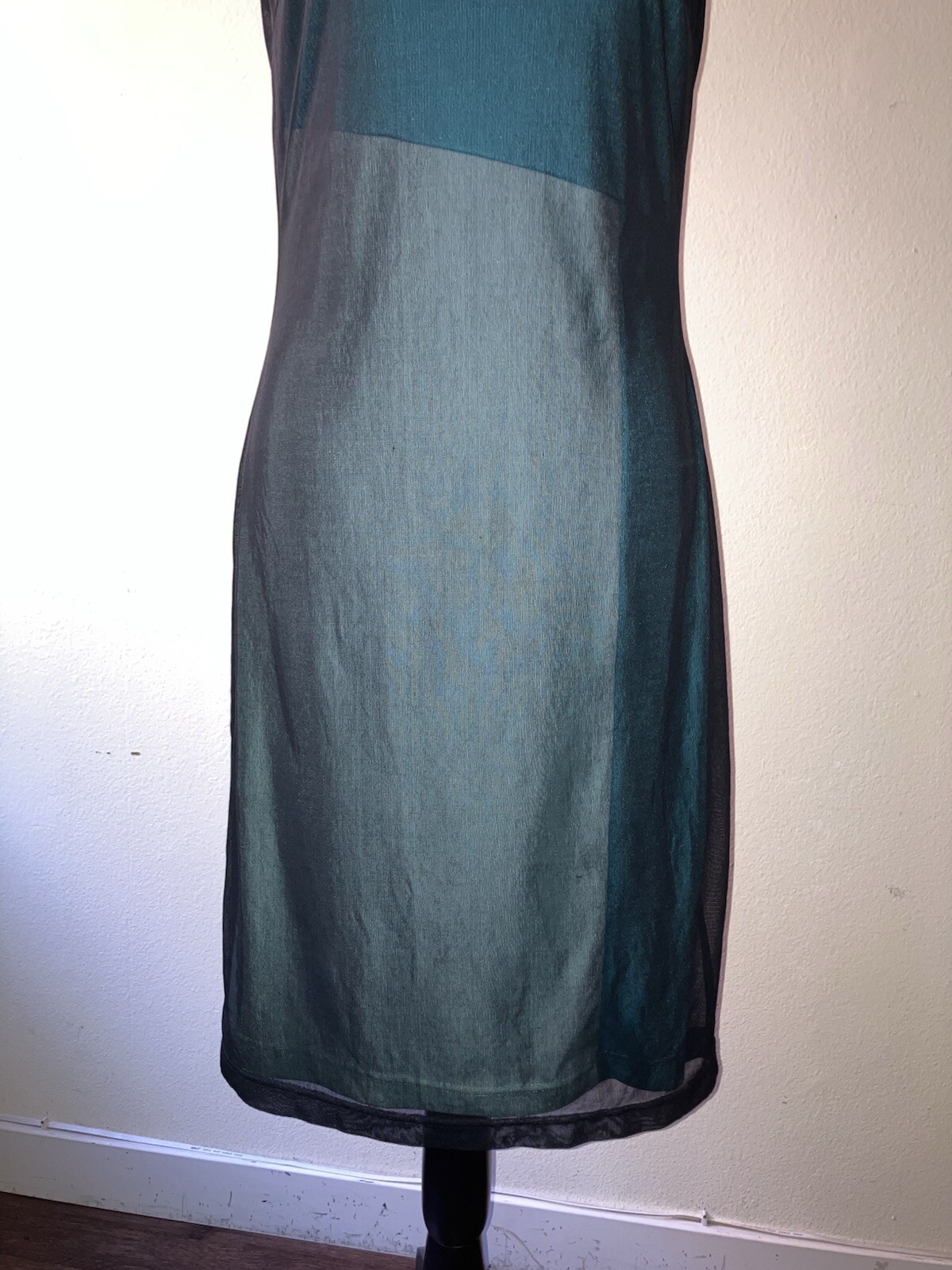 Vintage &rsquo;90s Express Color Block Shift Dress w/ Black Mesh Overlay Grunge XS/S