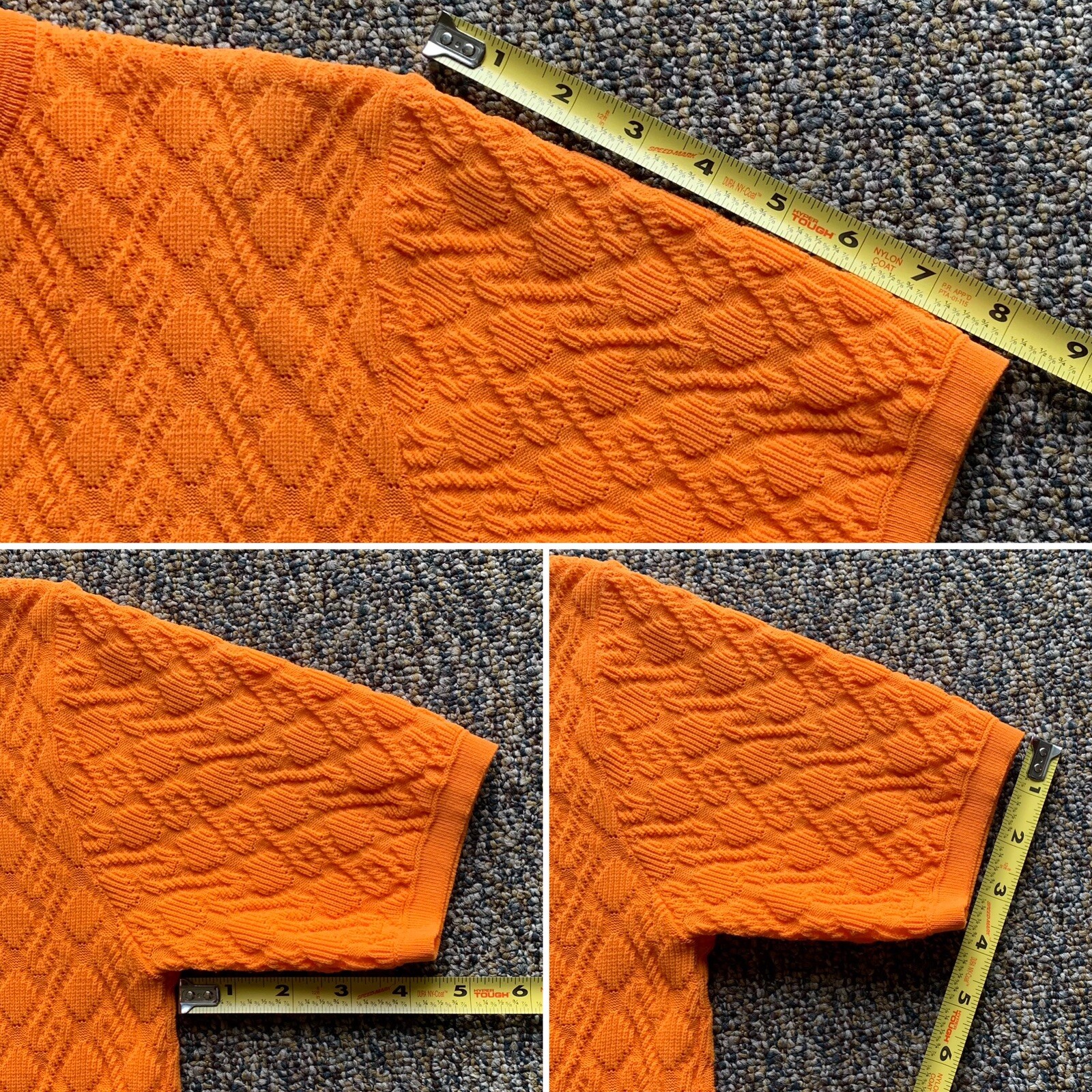 Vintage Miss Holly Top Orange Polyester Short Sleeve Made in Hong Kong size 38