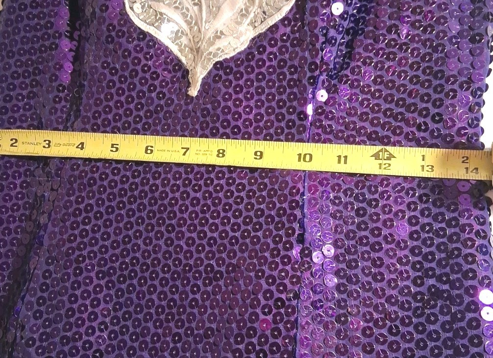 1980s Purple Sequin Ruffle High-Low Hem Party Salsa Dress Flirtations By Angelo
