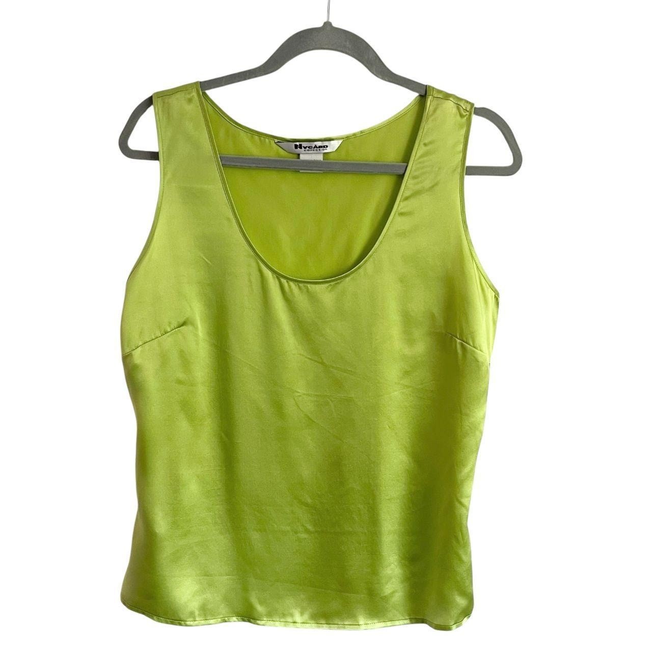 Nygård Neon Green Silky Tank Top: 90s, Y2K