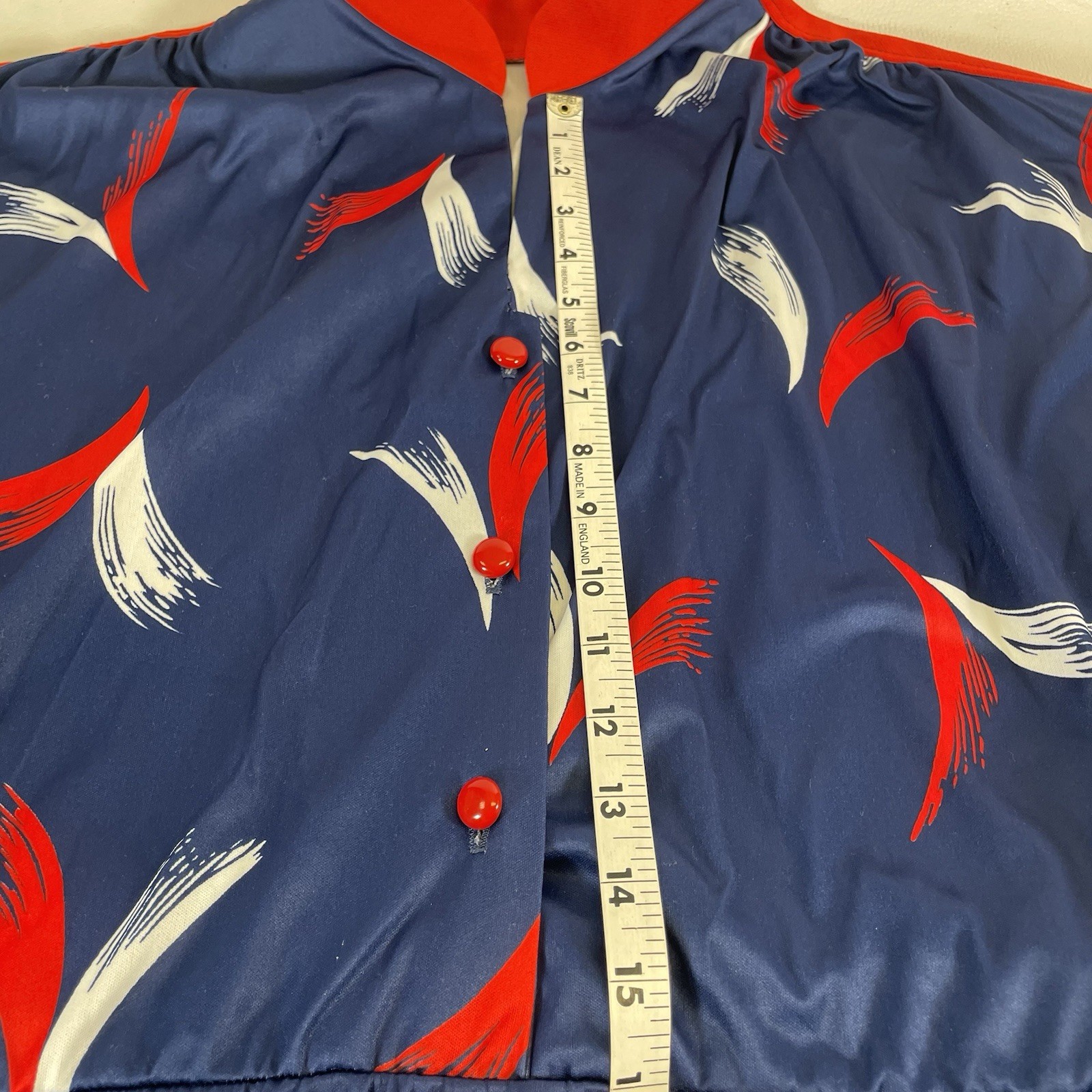 Vintage Poly Red White & Blue Cinch (Uniform?) Dress W/Sash Sz L(?)