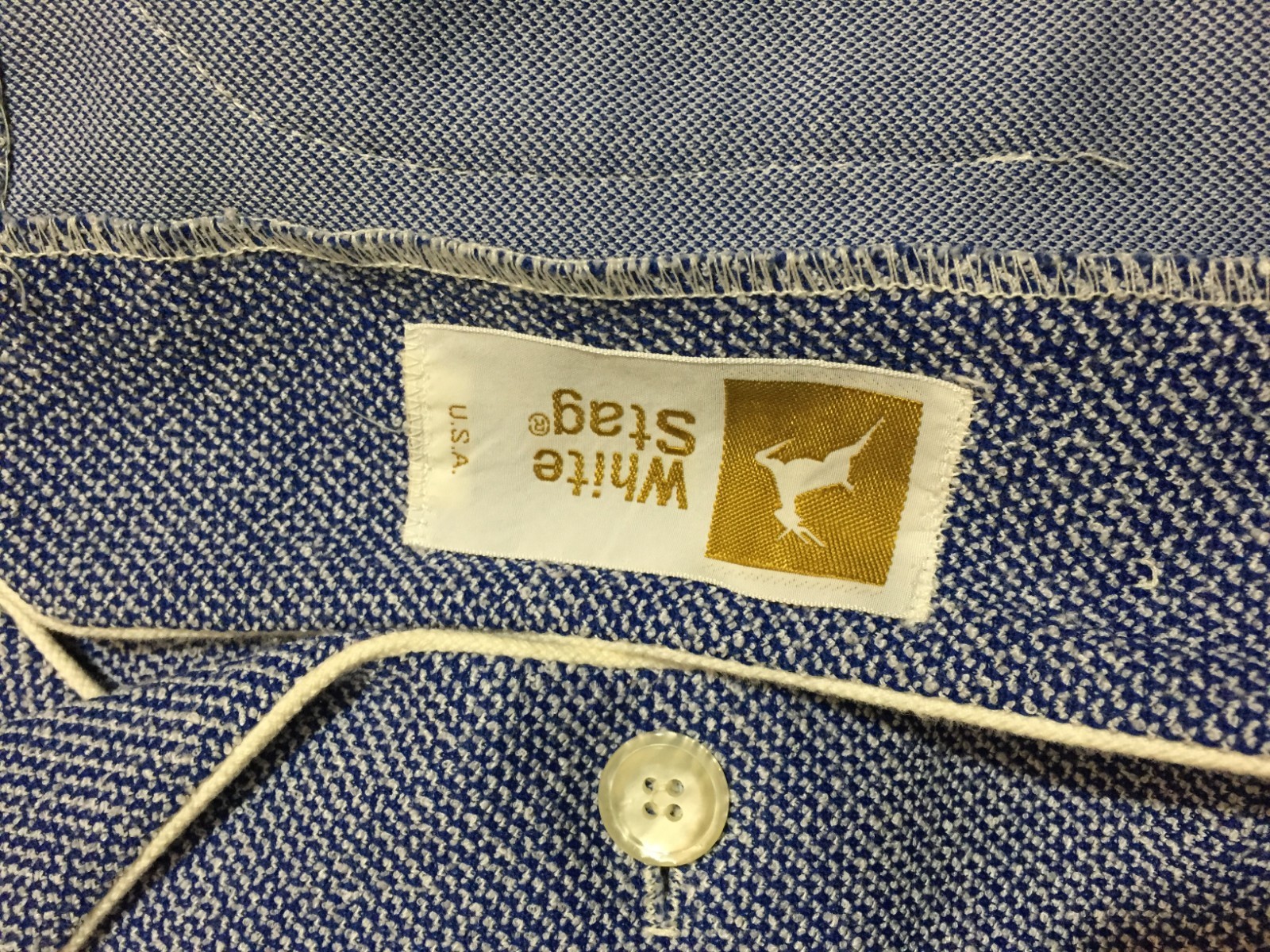 Vintage White Stag Jacket Small Medium 70s Disco Era Blue Polyester Leisure Suit