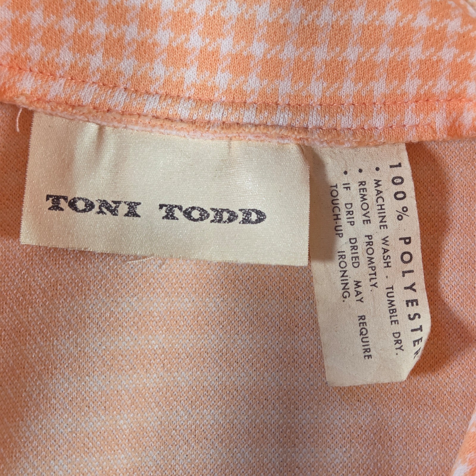 Vintage Toni Todd Jacket Womens Small Cropped Bow Creamsicle Houndstooth 70s