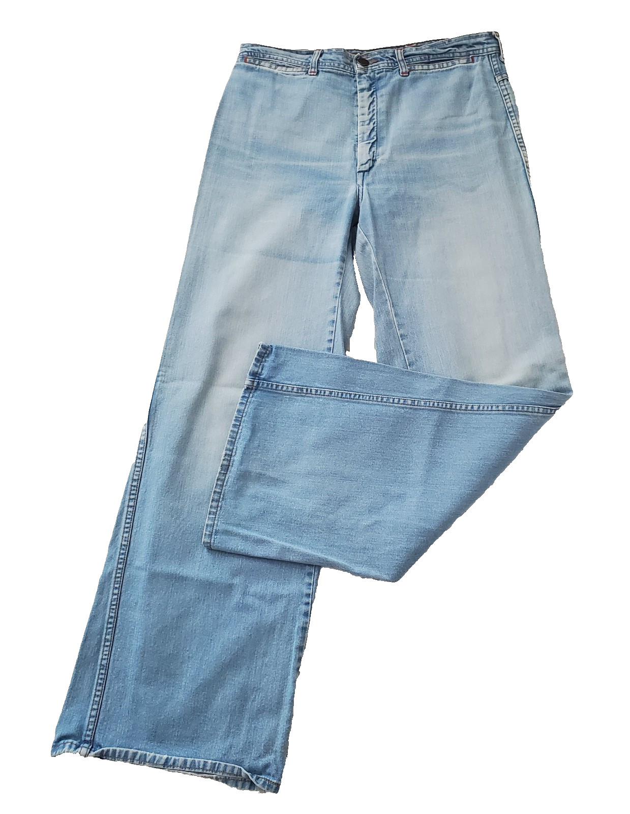 Vintage Male Women&rsquo;s 33&Prime; Bell Bottom Jeans Hippie Stripped Pockets LOGO Casual