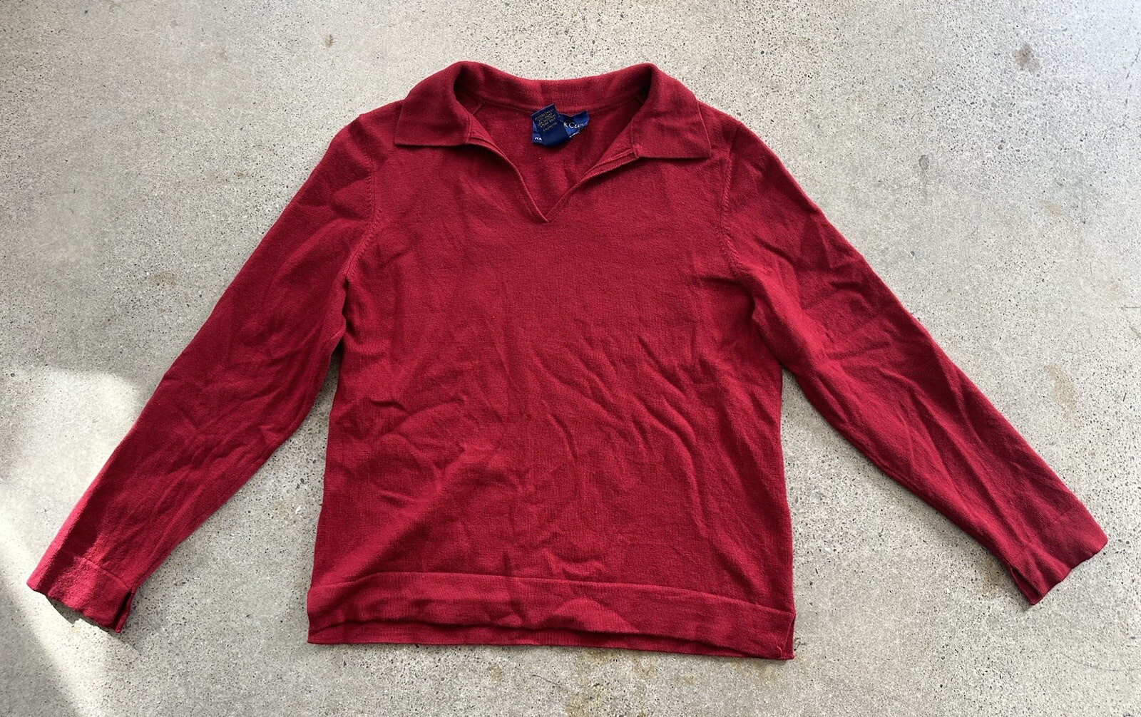 Vintage Charter Club Red Extra Fine Italian Merino Wool Woolmark Sweater Size L